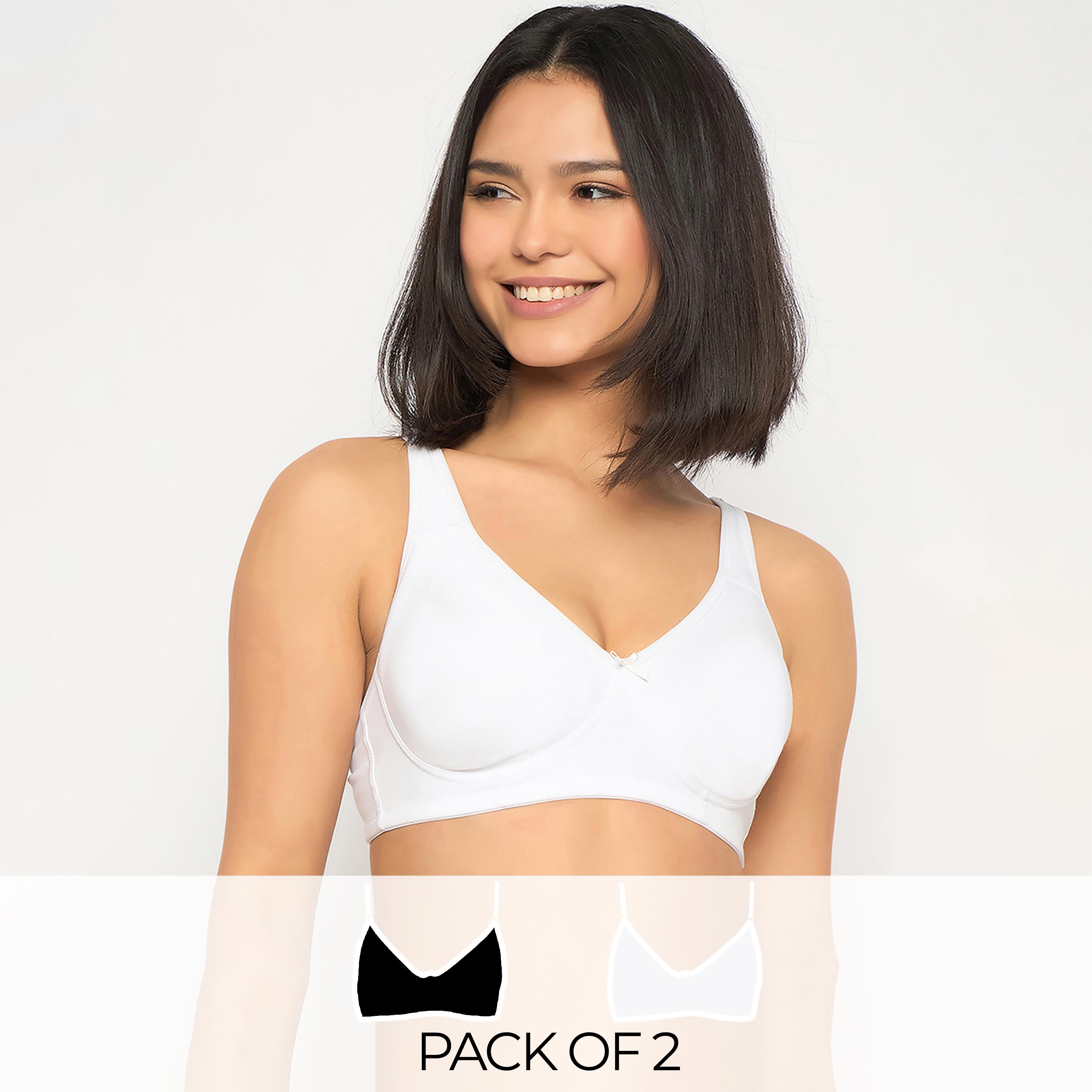 عبوة 2 حمالة صدر تي شيرت غير مبطنة، بدون سلك - أسود | أبيض من كلوفيا-women-clothing-lingerie-bras-image-1
