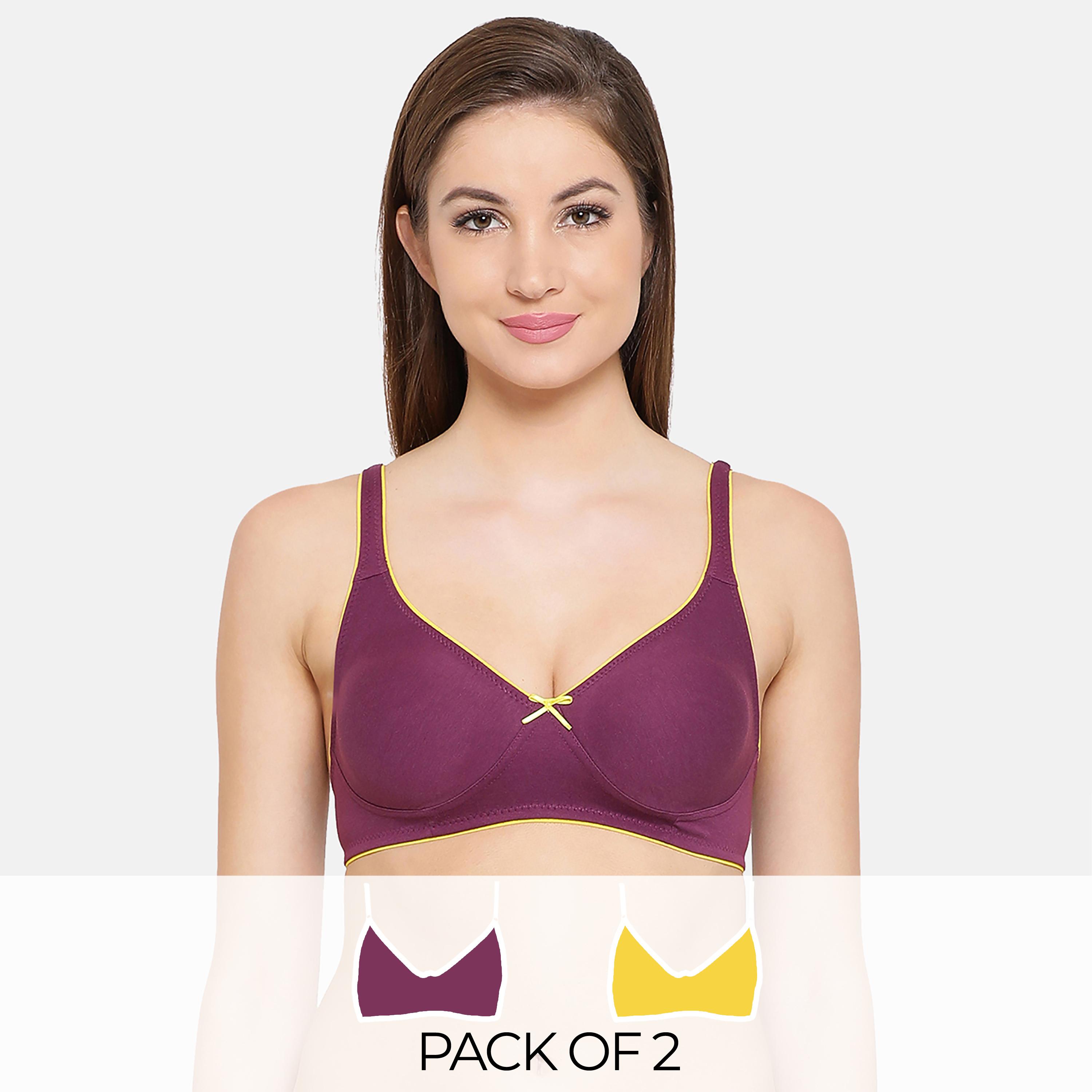 عبوة 2 حمالة صدر يومية غير مبطنة، بدون سلك، بدمي كاب من كلوفيا-women-clothing-lingerie-bras-image-1