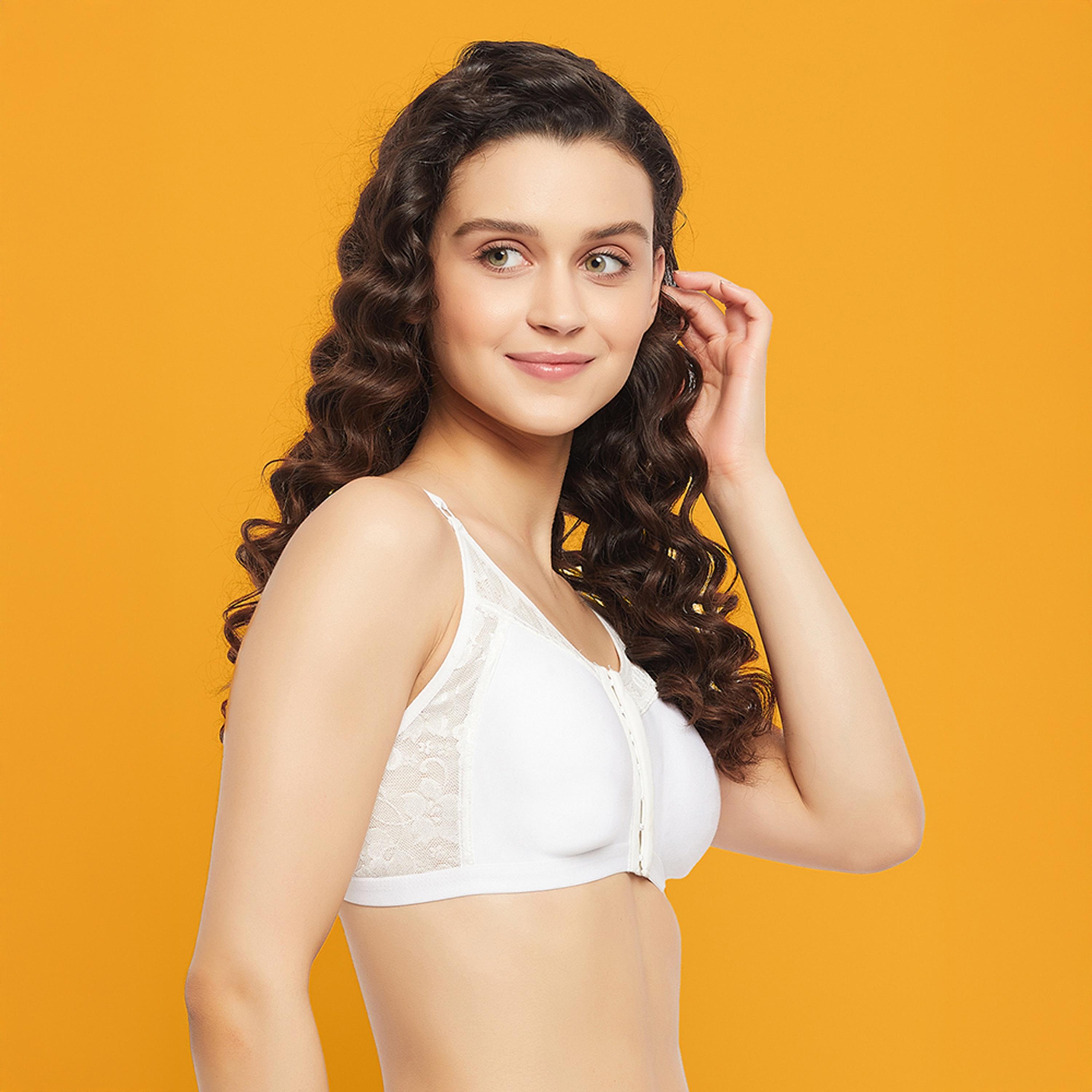 Clovia Pack of 2 Non-Padded Non-Wired Spacer Cup Easy-On Front Open Full Women's Figure Bra - Cotton Rich-women-clothing-lingerie-bras-image-10