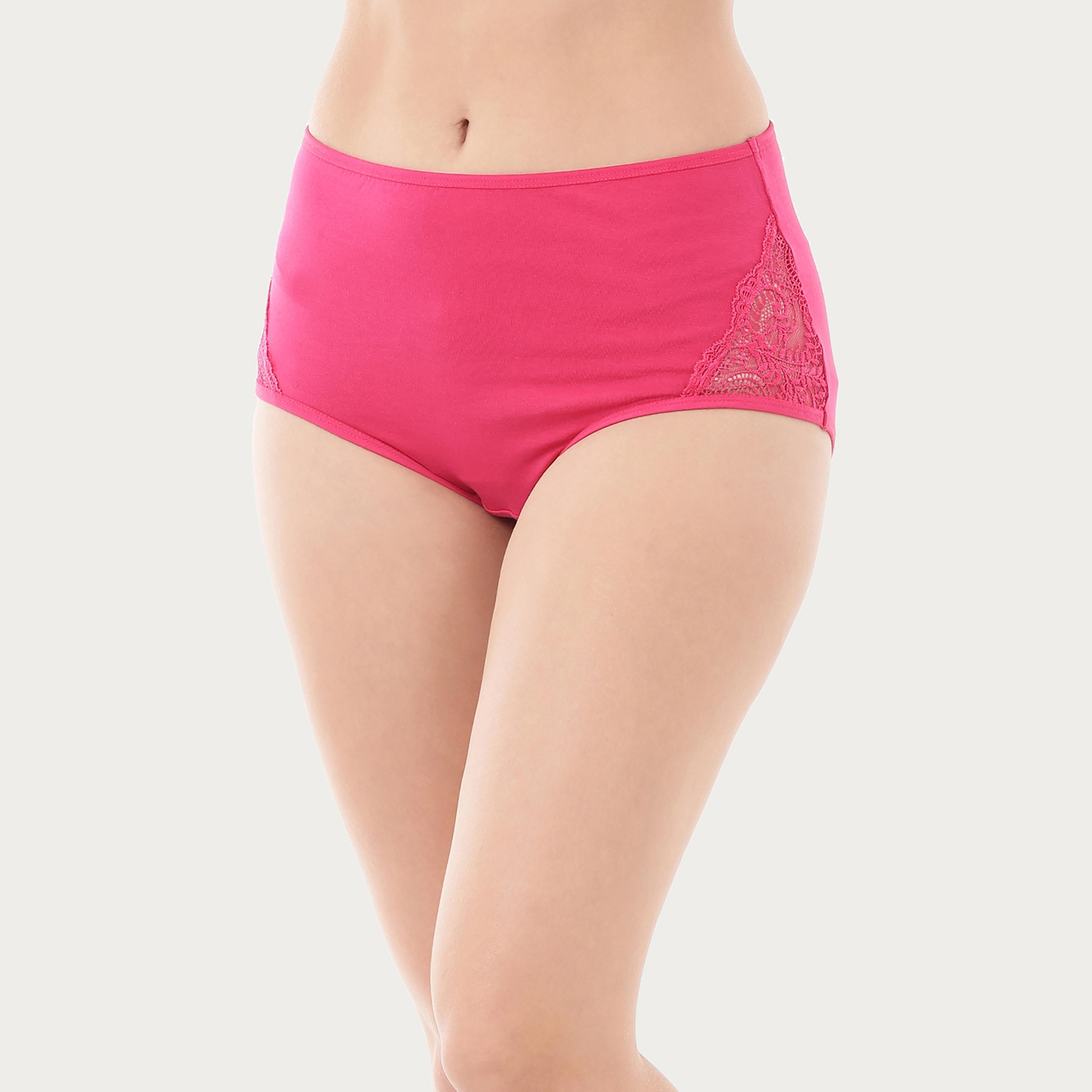 مجموعة من 5 سراويل داخلية نسائية عالية الخصر مع أجزاء من الدانتيل قطنية متعددة الألوان-women-clothing-lingerie-panties-image-11