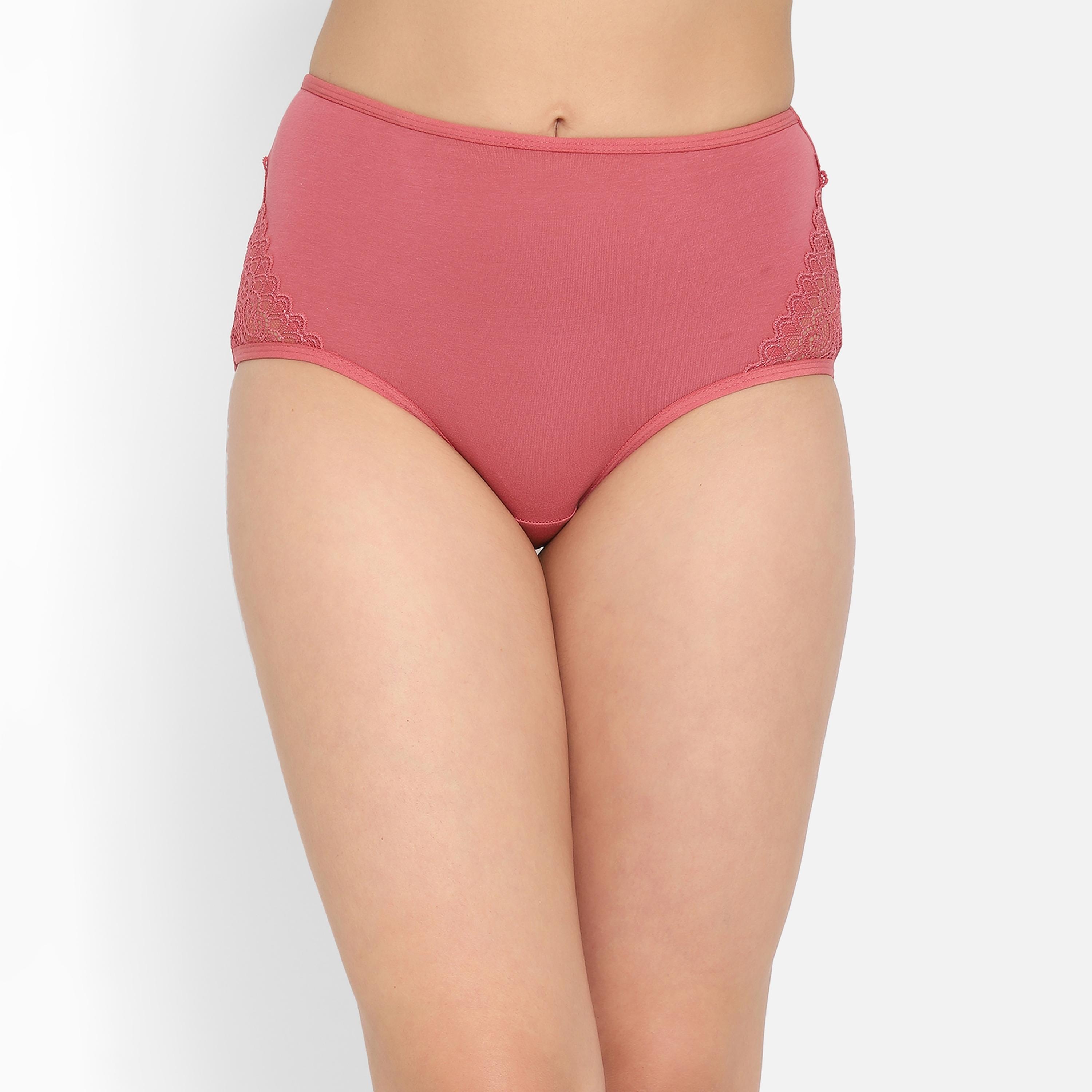 مجموعة من 5 سراويل داخلية نسائية عالية الخصر مع أجزاء من الدانتيل قطنية متعددة الألوان-women-clothing-lingerie-panties-image-15