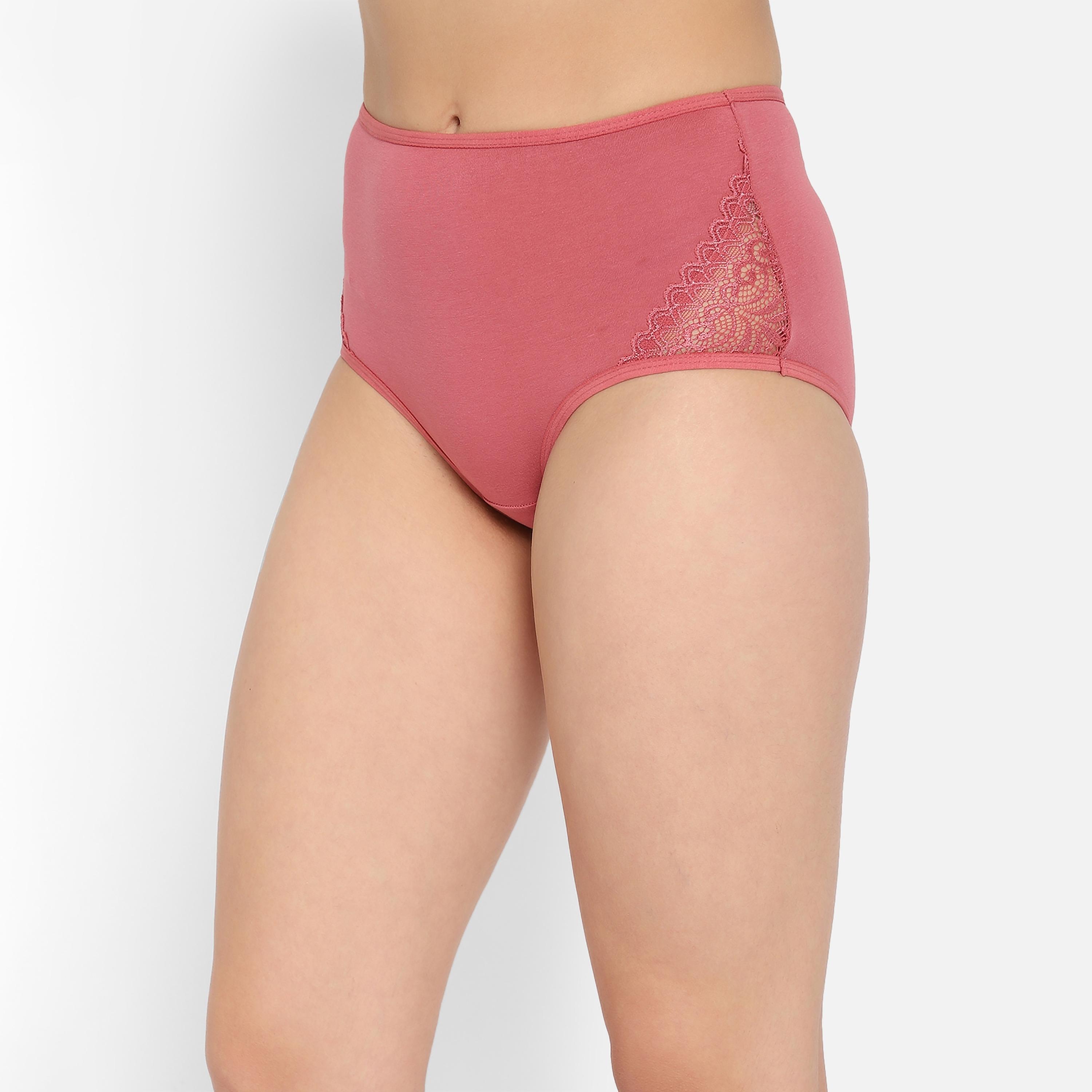 مجموعة من 5 سراويل داخلية نسائية عالية الخصر مع أجزاء من الدانتيل قطنية متعددة الألوان-women-clothing-lingerie-panties-image-16