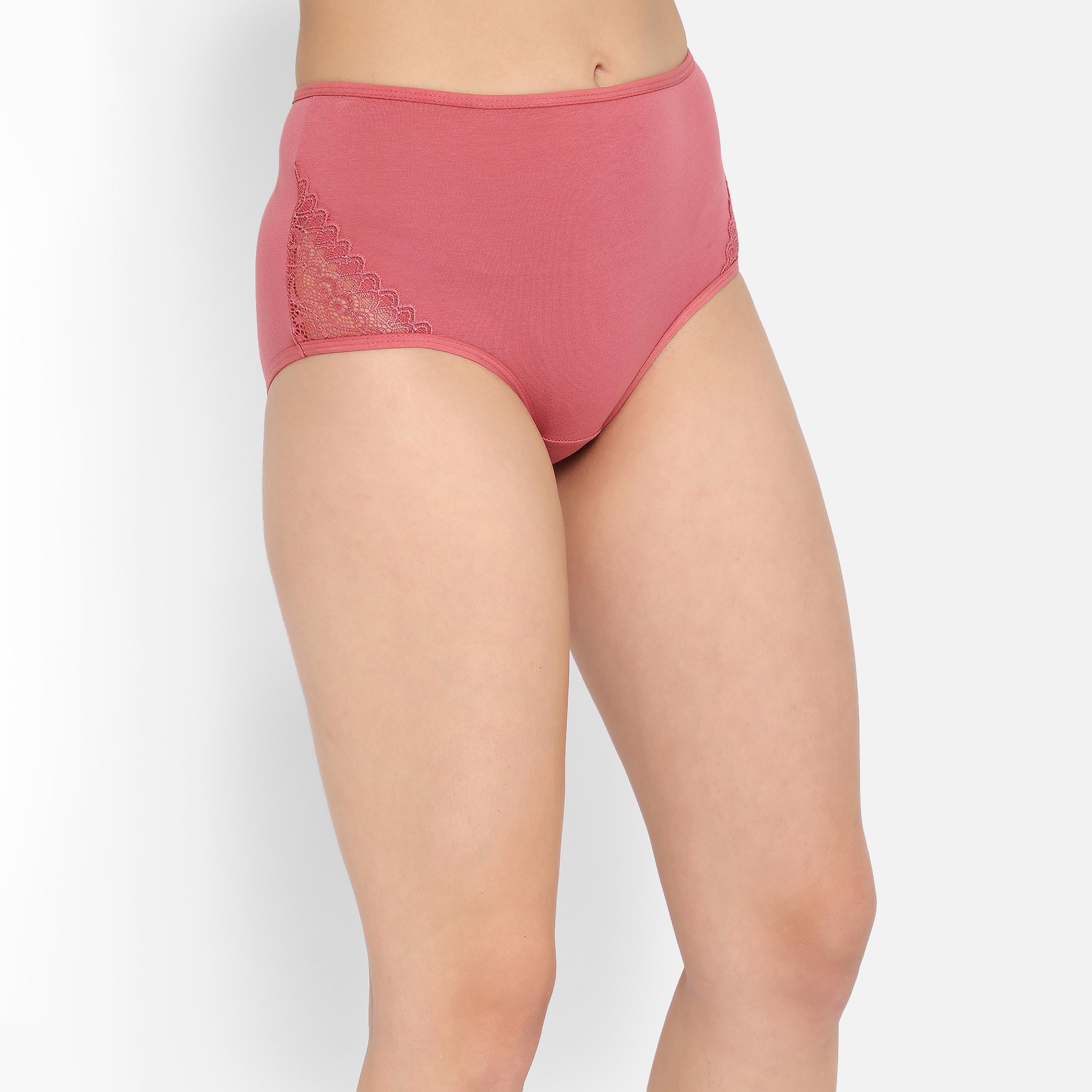 مجموعة من 5 سراويل داخلية نسائية عالية الخصر مع أجزاء من الدانتيل قطنية متعددة الألوان-women-clothing-lingerie-panties-image-17