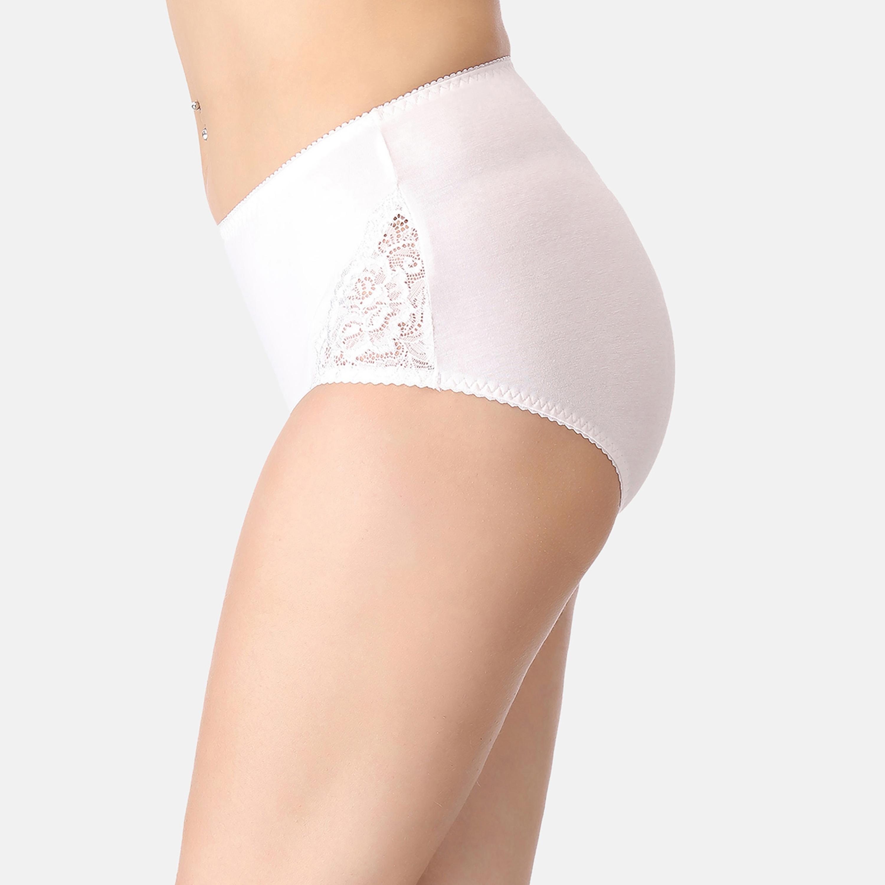 مجموعة من 5 سراويل داخلية نسائية عالية الخصر مع أجزاء من الدانتيل قطنية متعددة الألوان-women-clothing-lingerie-panties-image-2