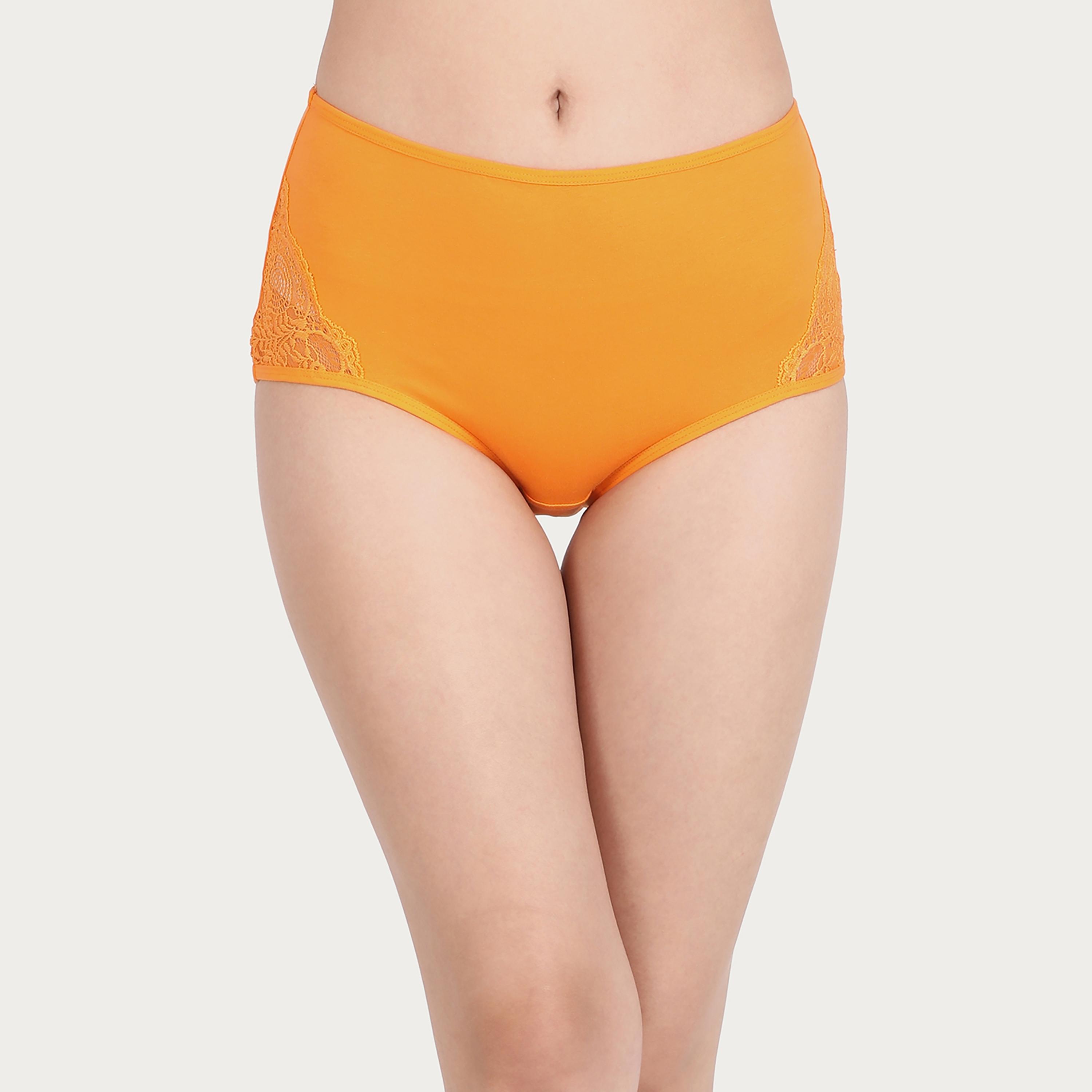 مجموعة من 5 سراويل داخلية نسائية عالية الخصر مع أجزاء من الدانتيل قطنية متعددة الألوان-women-clothing-lingerie-panties-image-20
