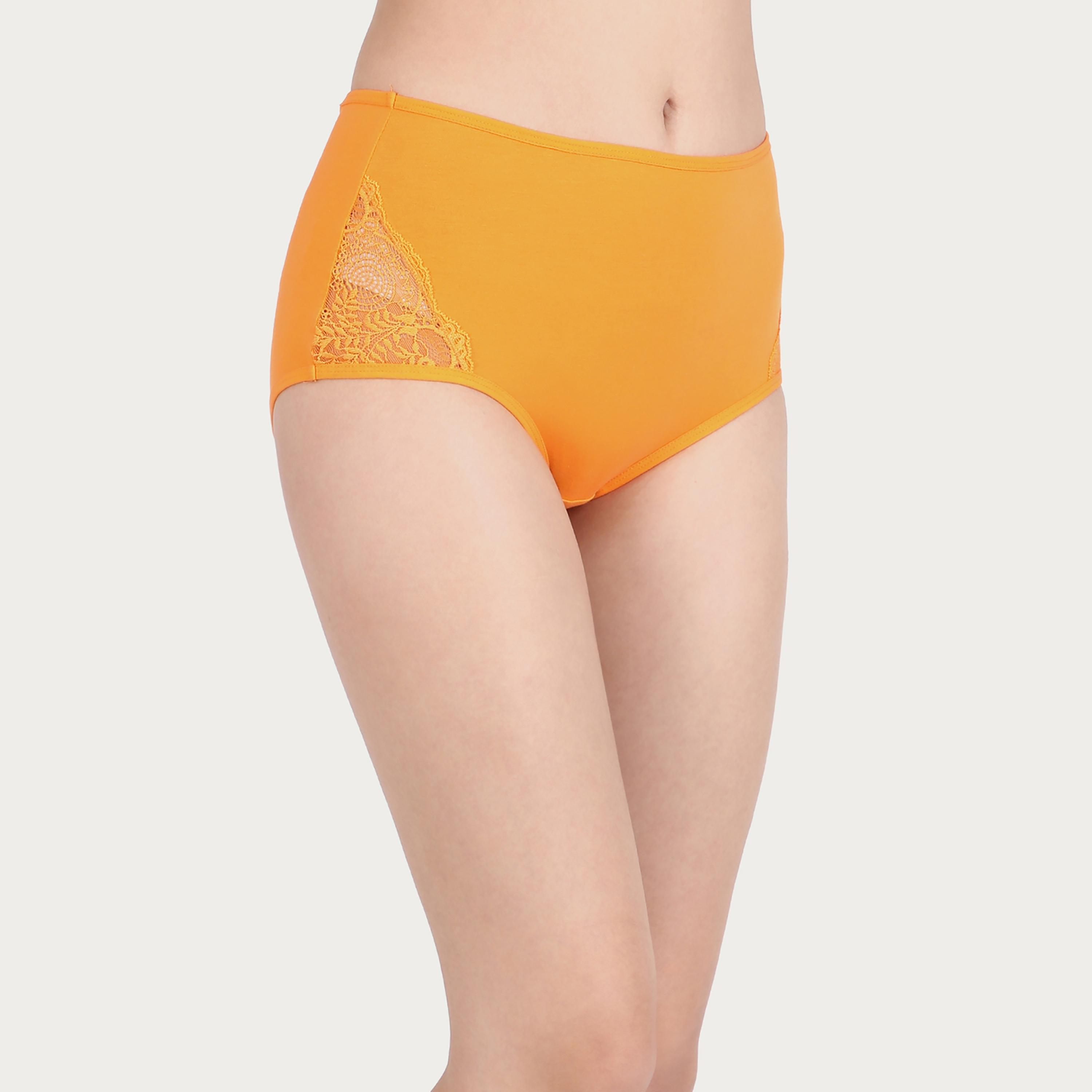 مجموعة من 5 سراويل داخلية نسائية عالية الخصر مع أجزاء من الدانتيل قطنية متعددة الألوان-women-clothing-lingerie-panties-image-21