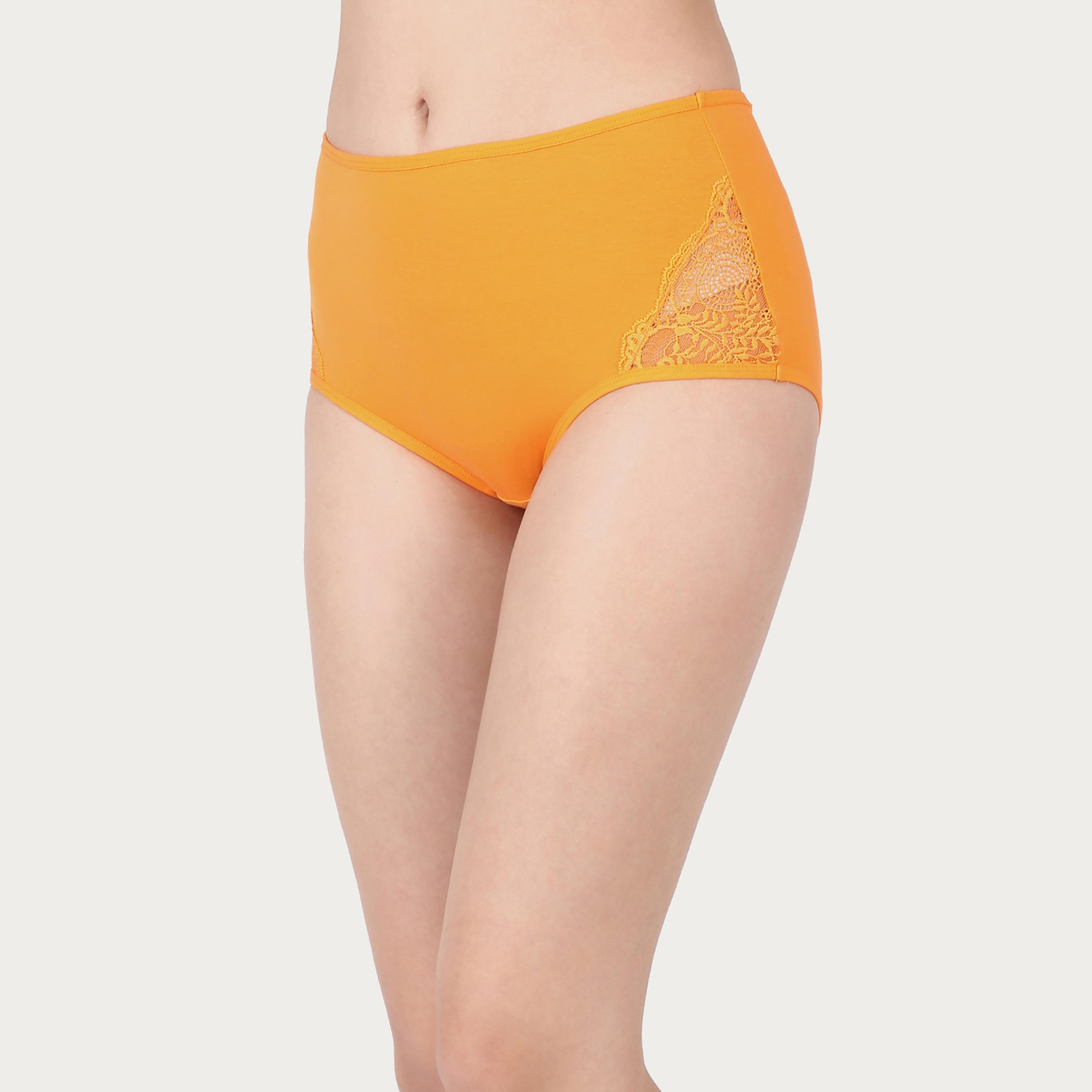 مجموعة من 5 سراويل داخلية نسائية عالية الخصر مع أجزاء من الدانتيل قطنية متعددة الألوان-women-clothing-lingerie-panties-image-22