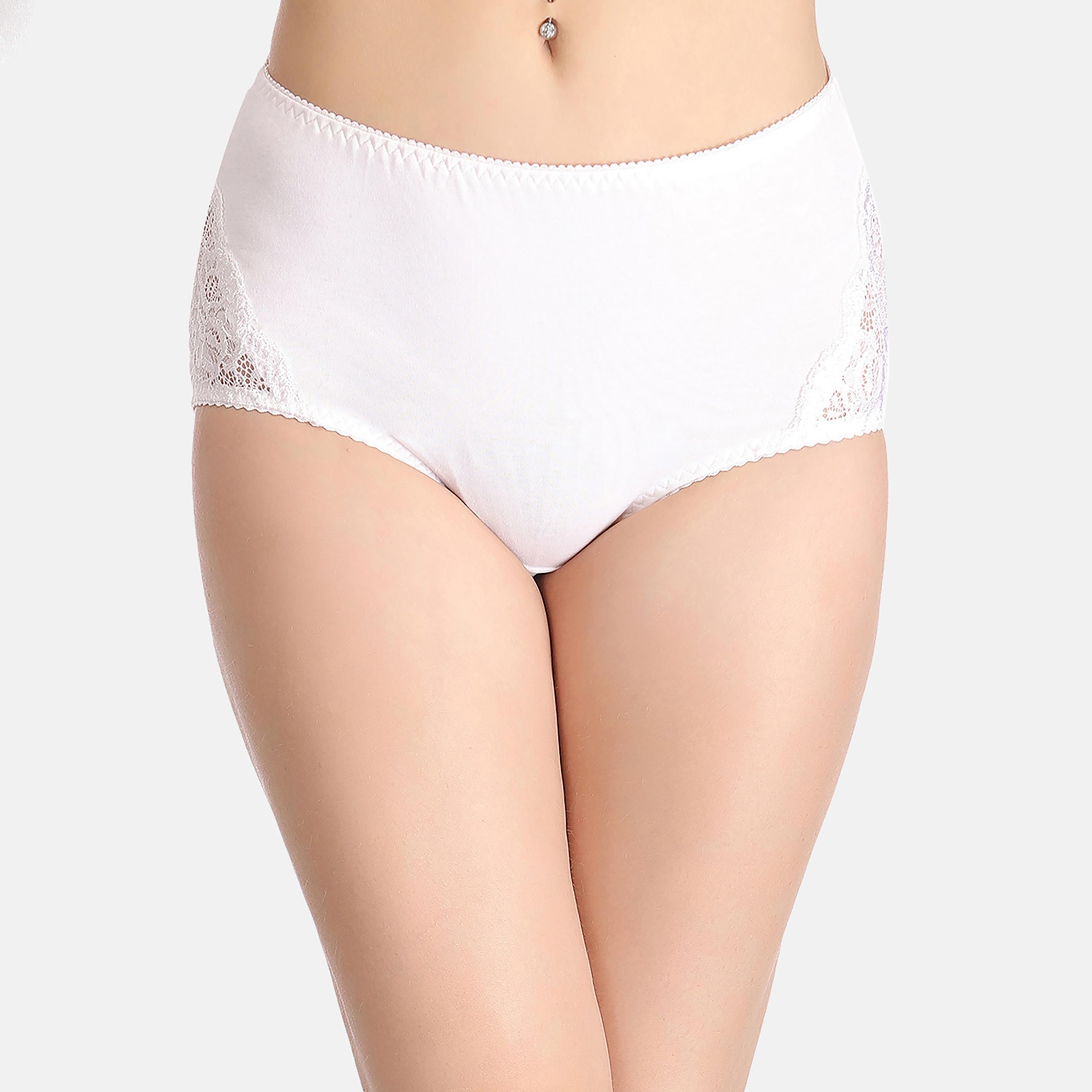مجموعة من 5 سراويل داخلية نسائية عالية الخصر مع أجزاء من الدانتيل قطنية متعددة الألوان-women-clothing-lingerie-panties-image-25