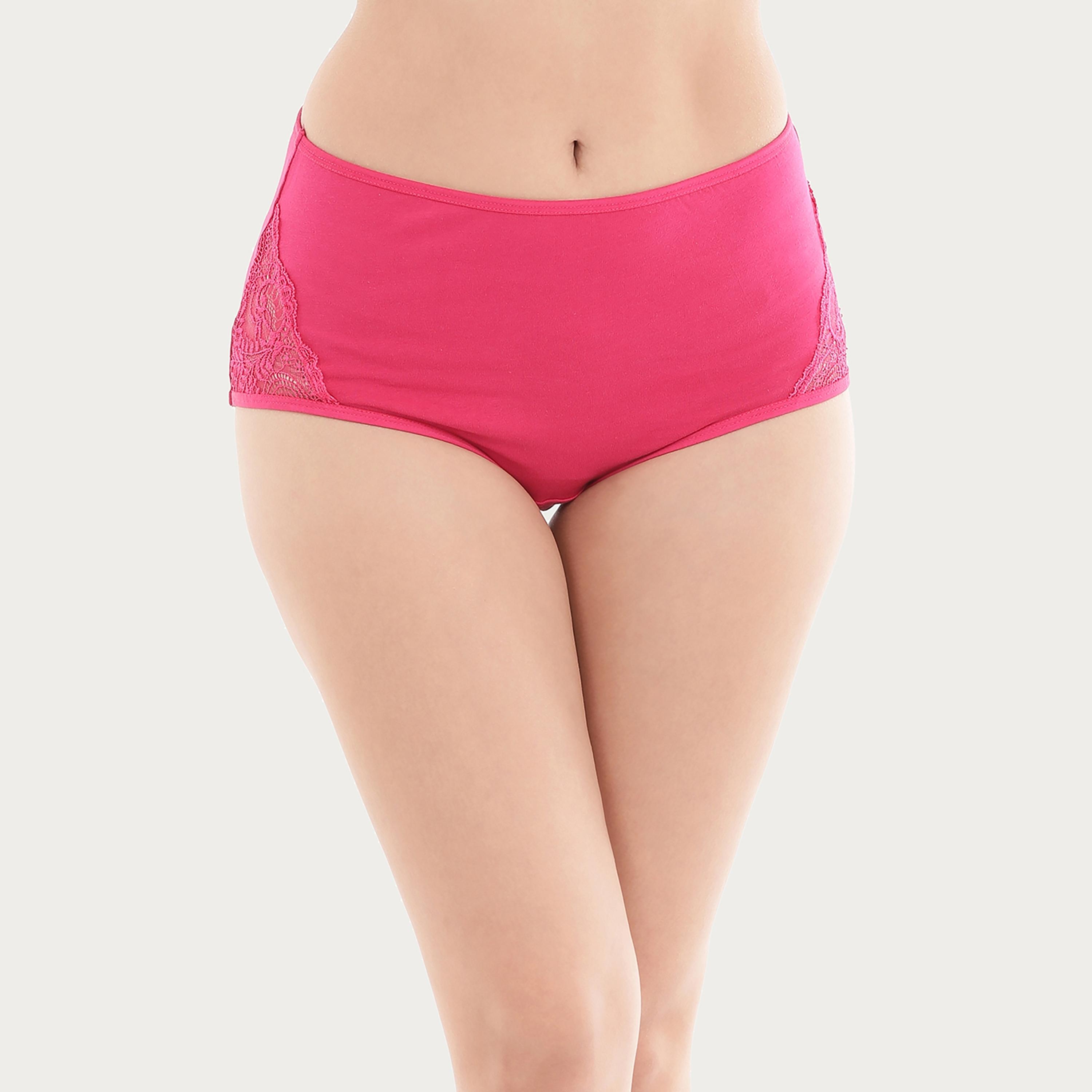 مجموعة من 5 سراويل داخلية نسائية عالية الخصر مع أجزاء من الدانتيل قطنية متعددة الألوان-women-clothing-lingerie-panties-image-9