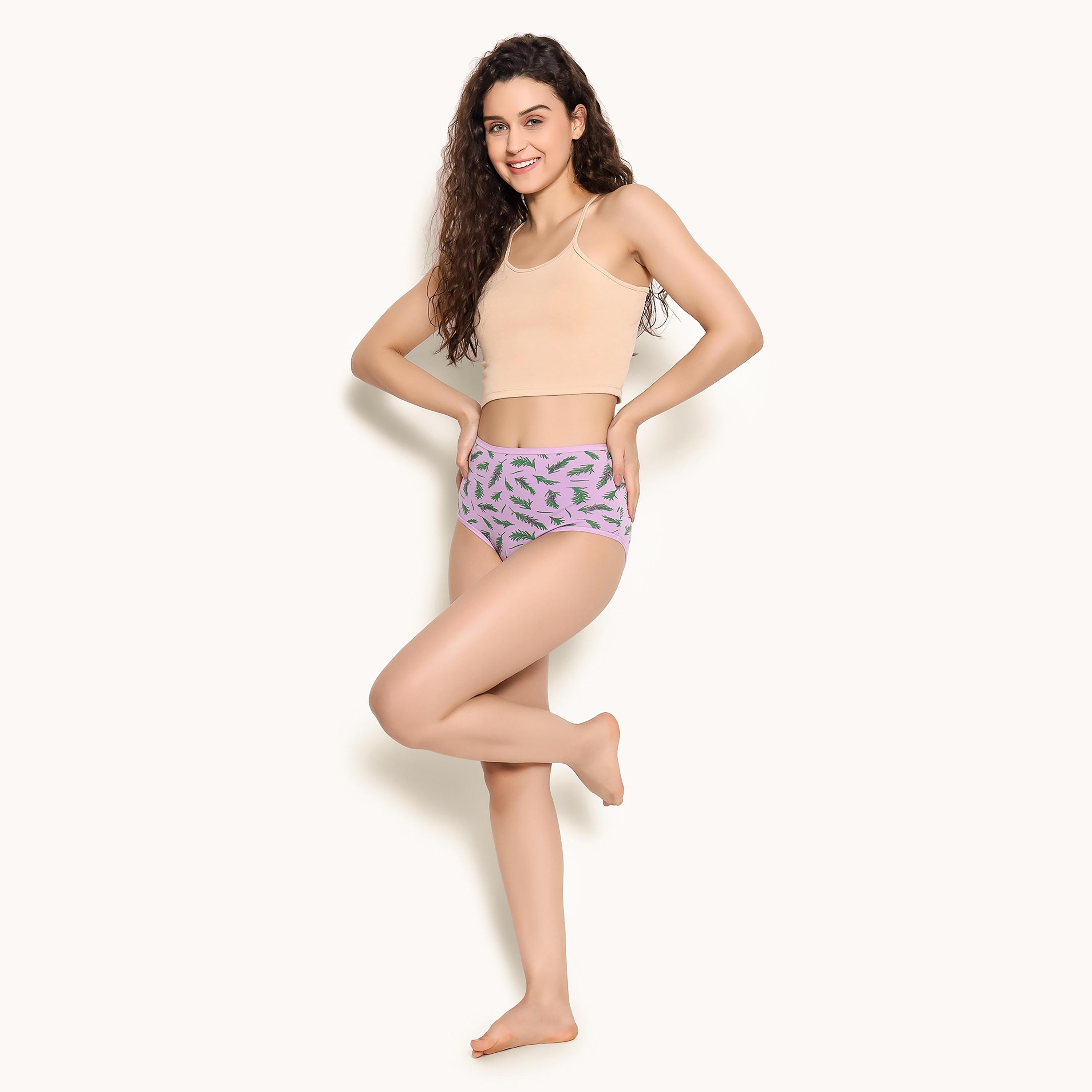 مجموعة من 5 سراويل داخلية نسائية مطبوعة عالية الخصر قطنية متعددة الألوان-women-clothing-lingerie-panties-image-19