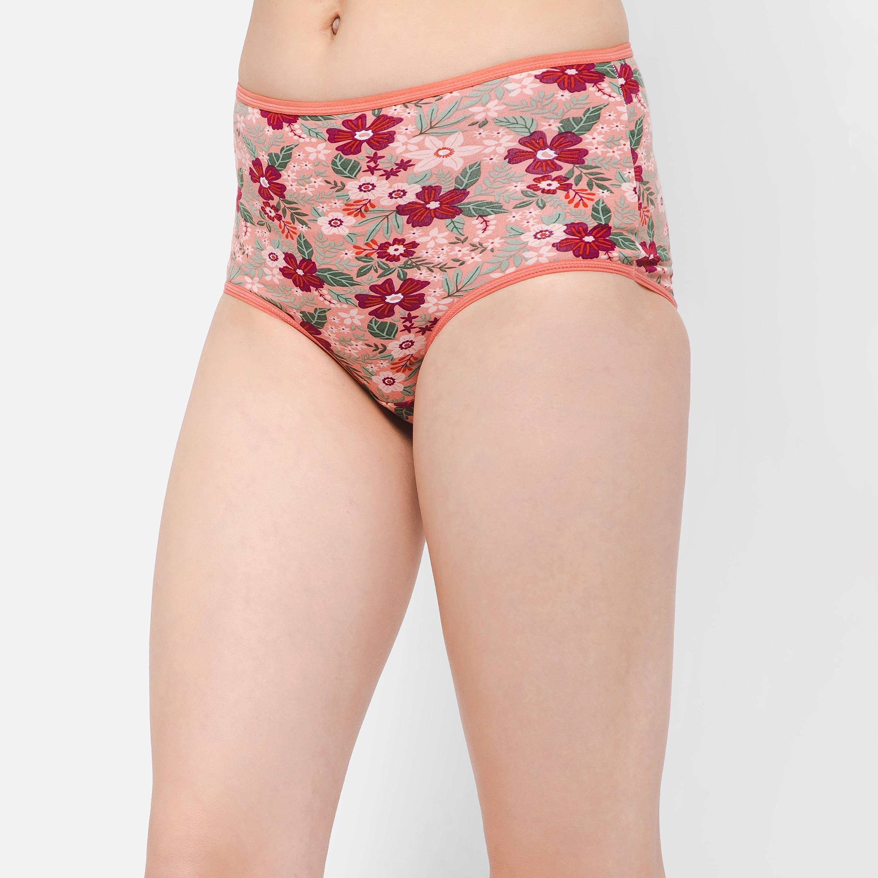 مجموعة من 5 سراويل داخلية نسائية مطبوعة عالية الخصر قطنية متعددة الألوان-women-clothing-lingerie-panties-image-2