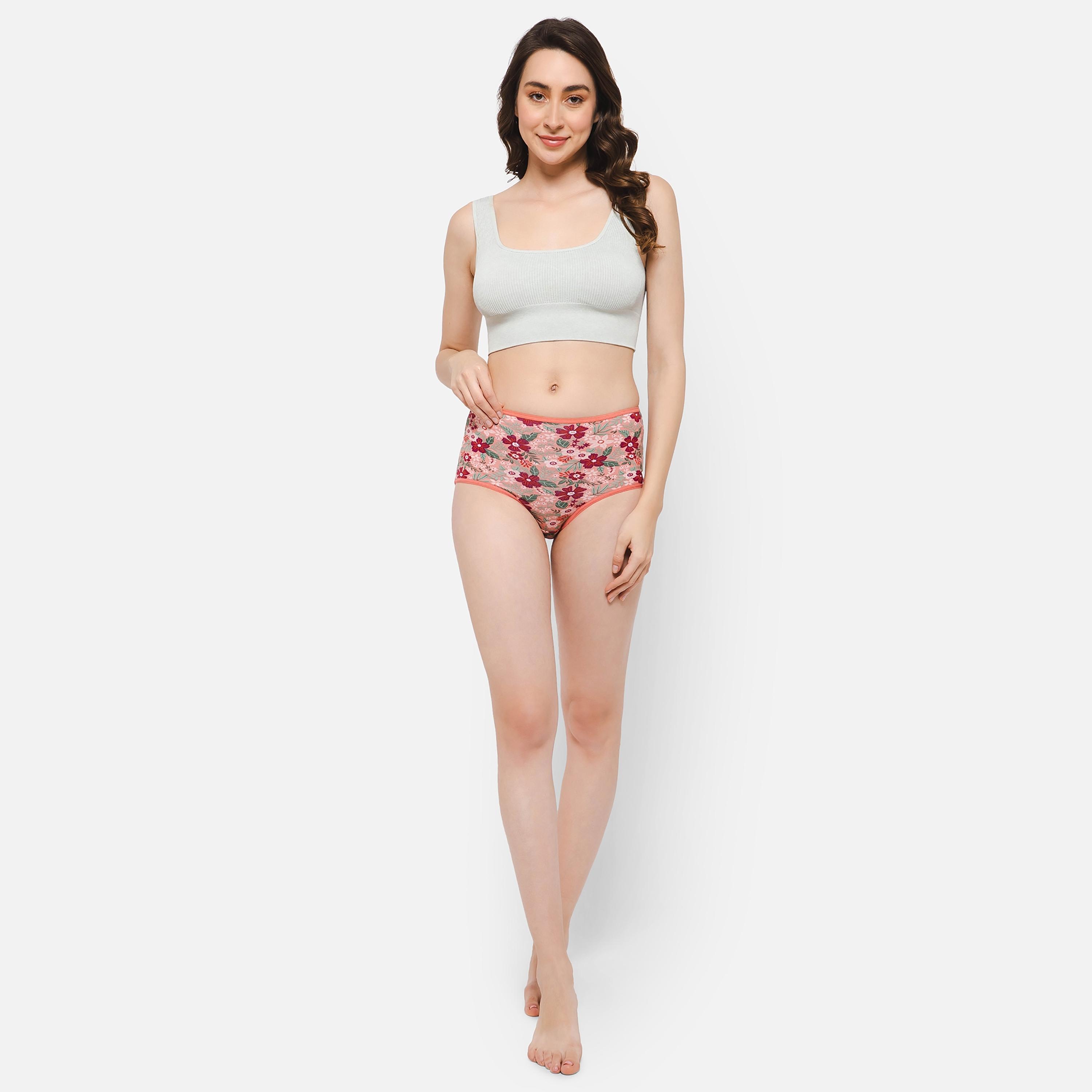 مجموعة من 5 سراويل داخلية نسائية مطبوعة عالية الخصر قطنية متعددة الألوان-women-clothing-lingerie-panties-image-30