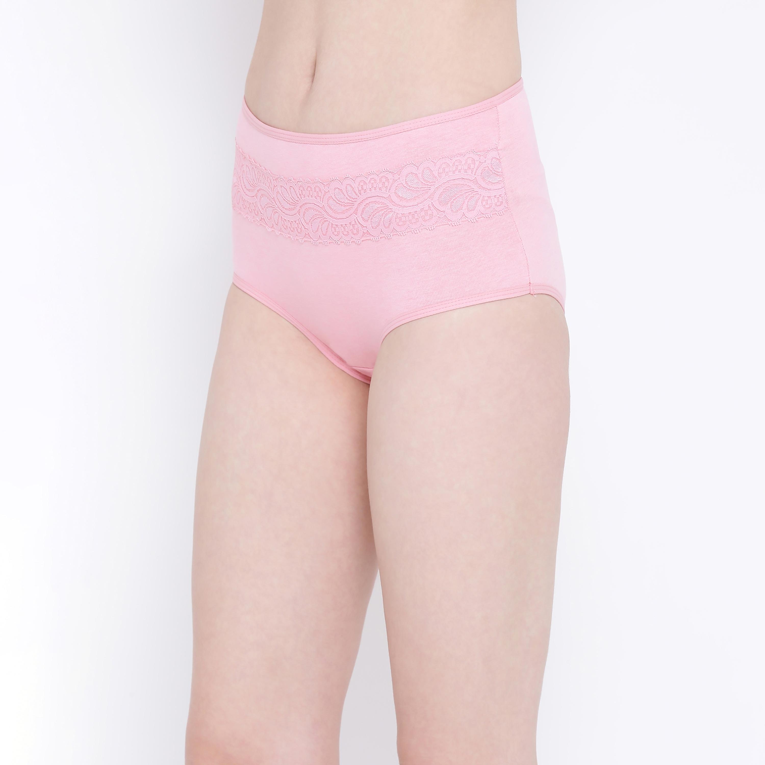 مجموعة من 5 سراويل داخلية نسائية من القطن عالية الخصر مع دانتيل متعددة الألوان-women-clothing-lingerie-panties-image-10