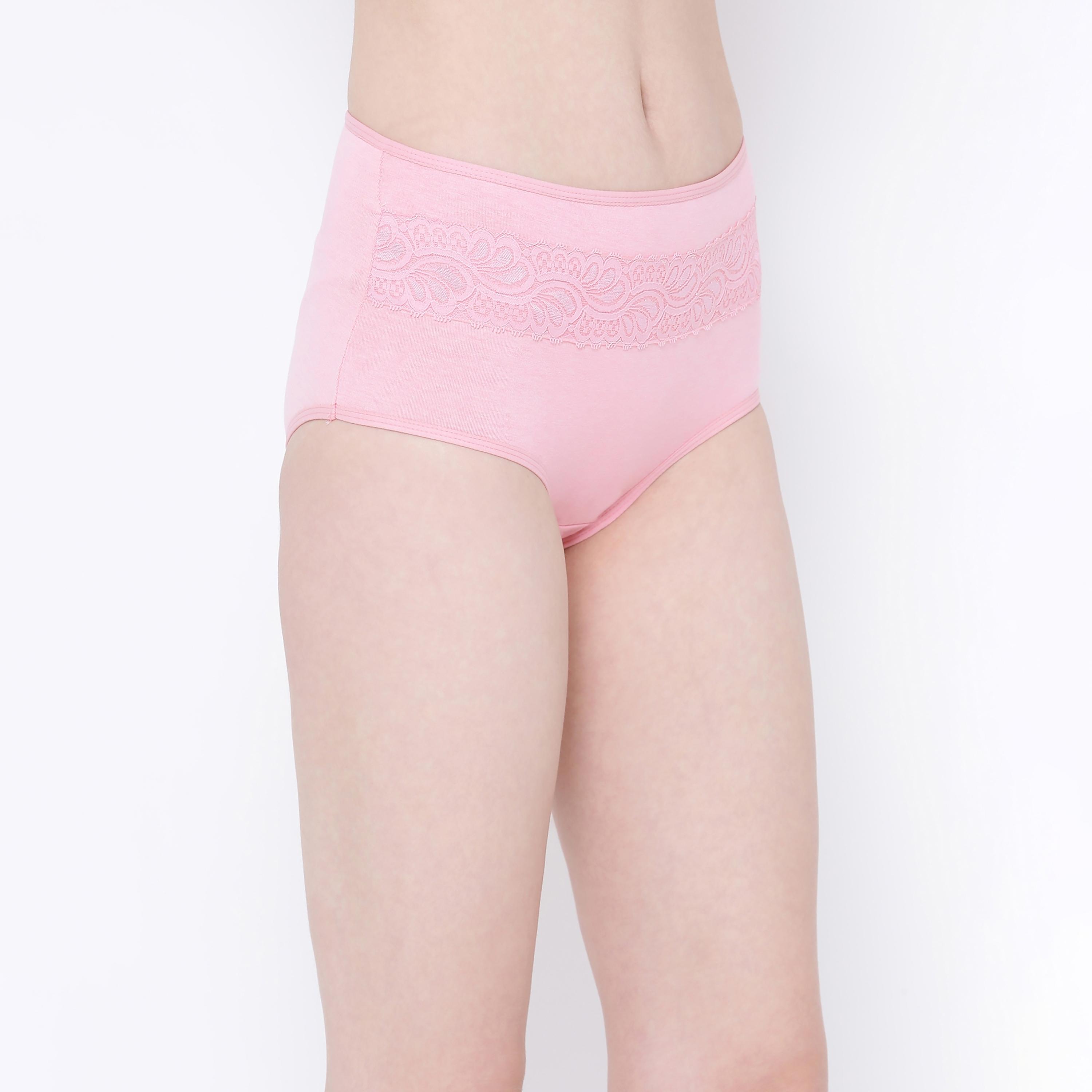 مجموعة من 5 سراويل داخلية نسائية من القطن عالية الخصر مع دانتيل متعددة الألوان-women-clothing-lingerie-panties-image-11