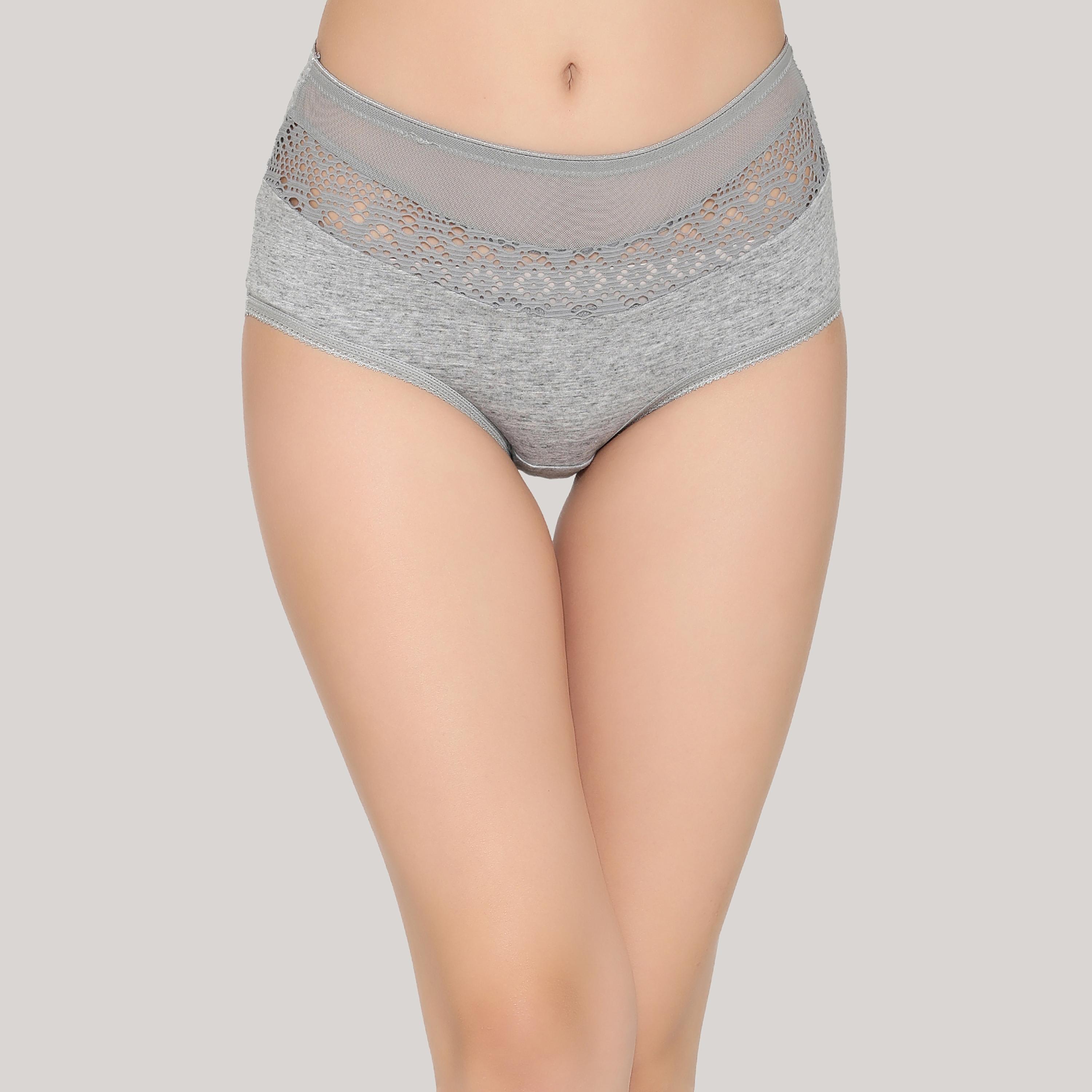 مجموعة من 5 سراويل داخلية نسائية من القطن عالية الخصر مع دانتيل متعددة الألوان-women-clothing-lingerie-panties-image-4