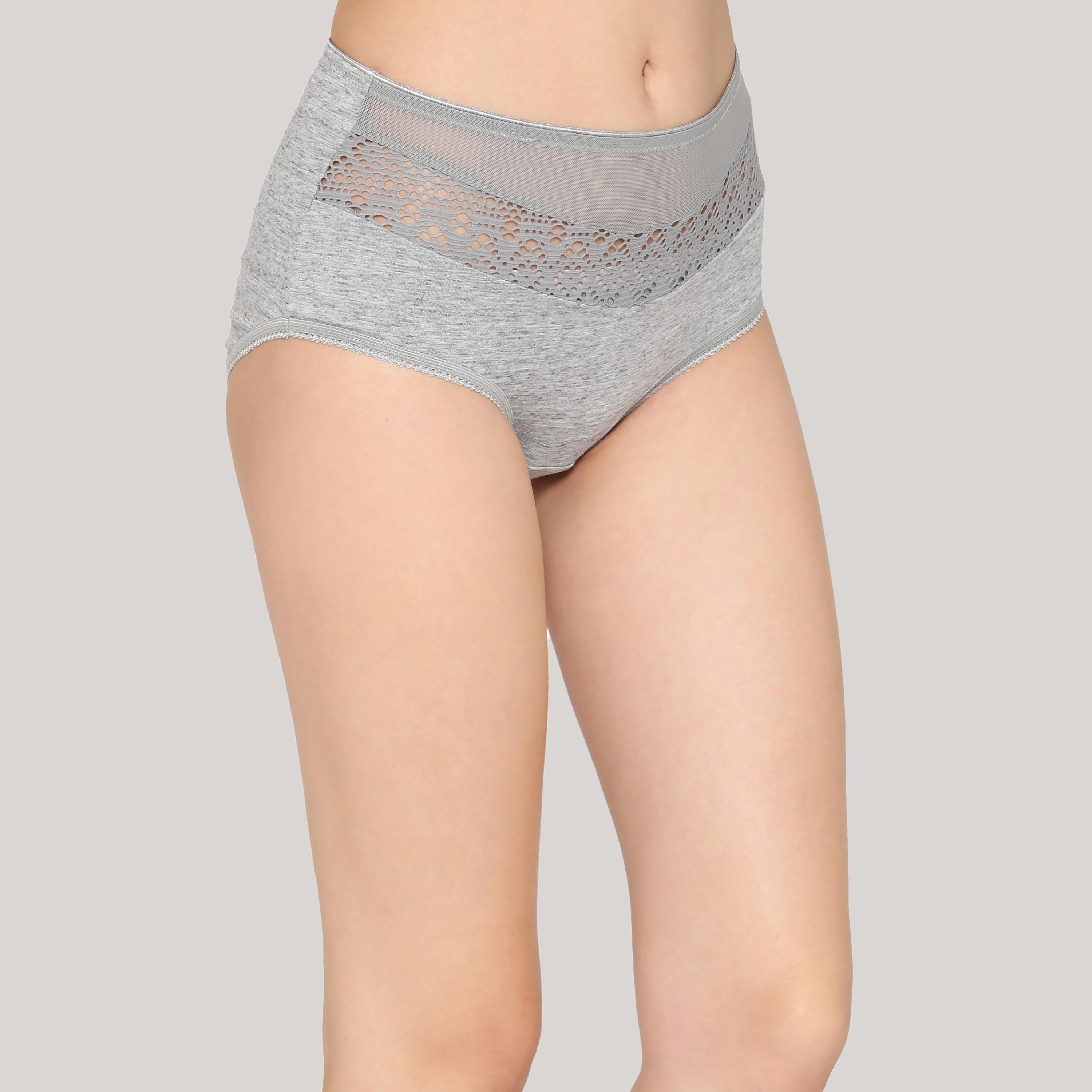 مجموعة من 5 سراويل داخلية نسائية من القطن عالية الخصر مع دانتيل متعددة الألوان-women-clothing-lingerie-panties-image-5