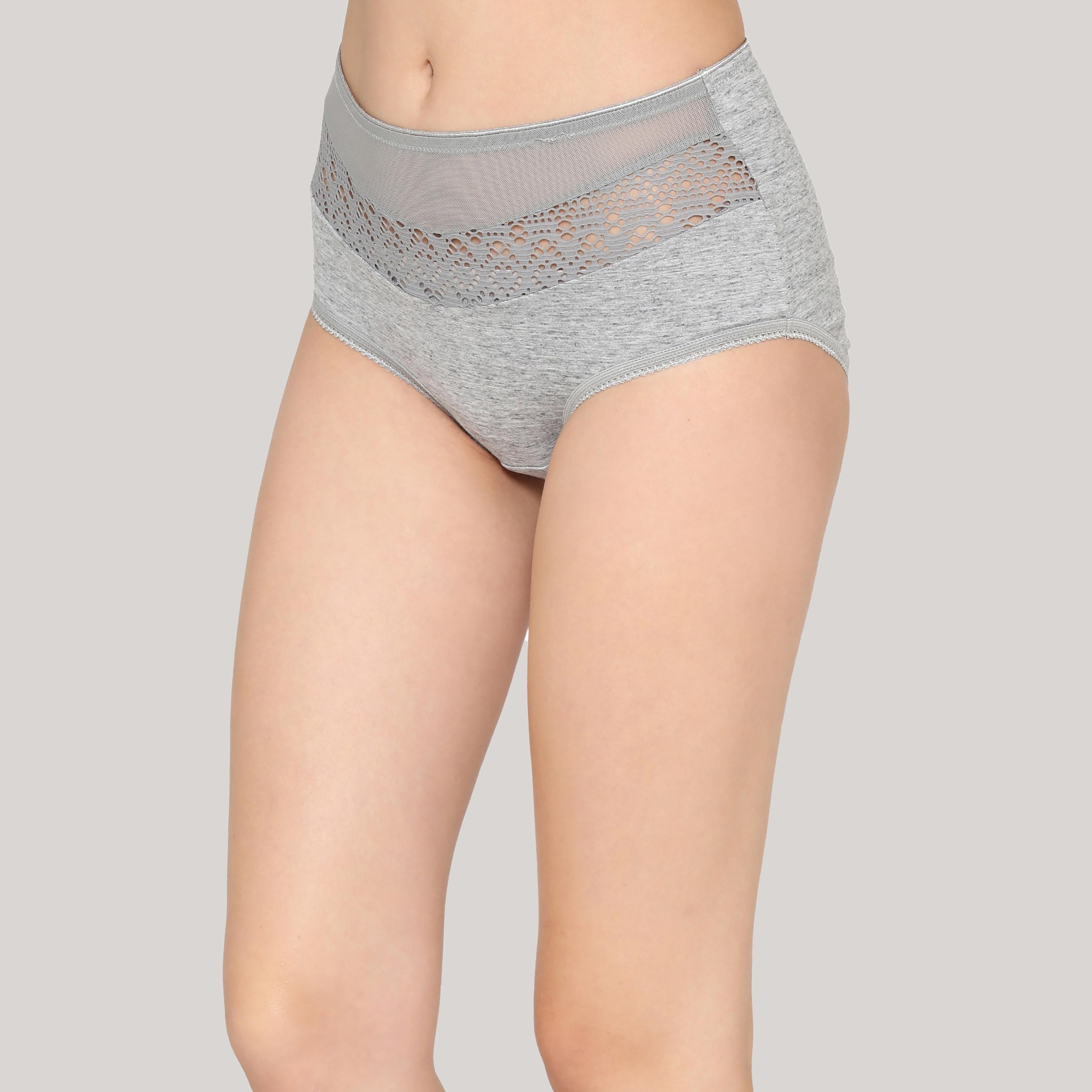 مجموعة من 5 سراويل داخلية نسائية من القطن عالية الخصر مع دانتيل متعددة الألوان-women-clothing-lingerie-panties-image-6