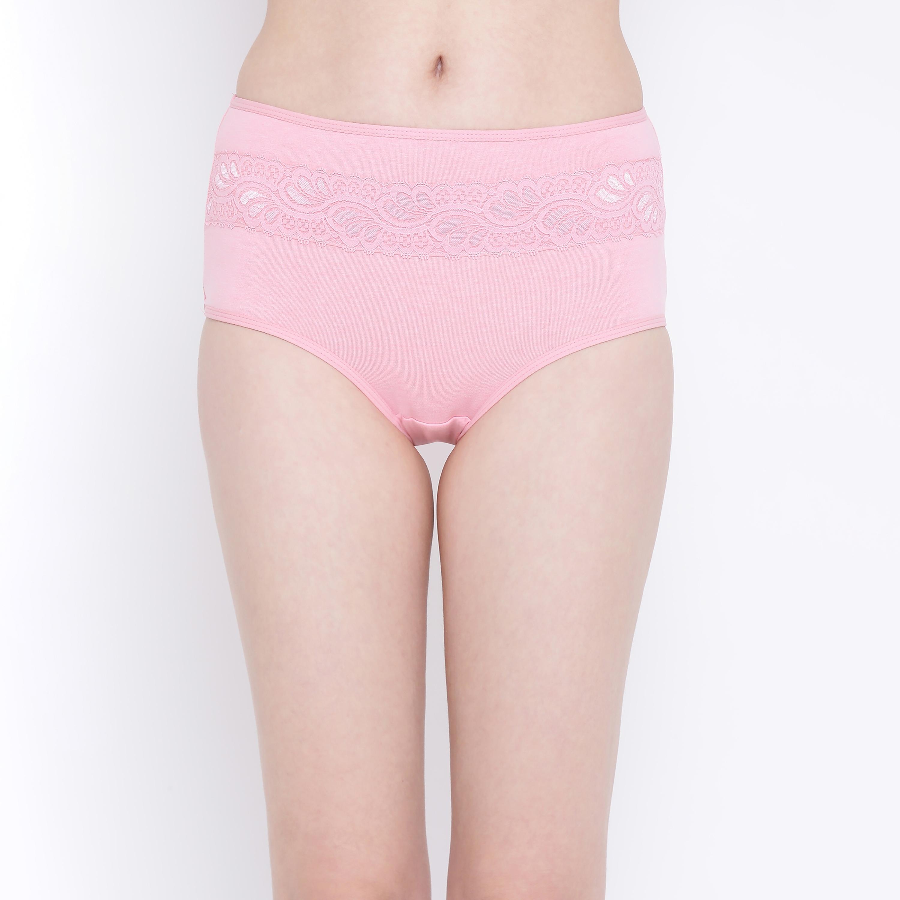 مجموعة من 5 سراويل داخلية نسائية من القطن عالية الخصر مع دانتيل متعددة الألوان-women-clothing-lingerie-panties-image-9