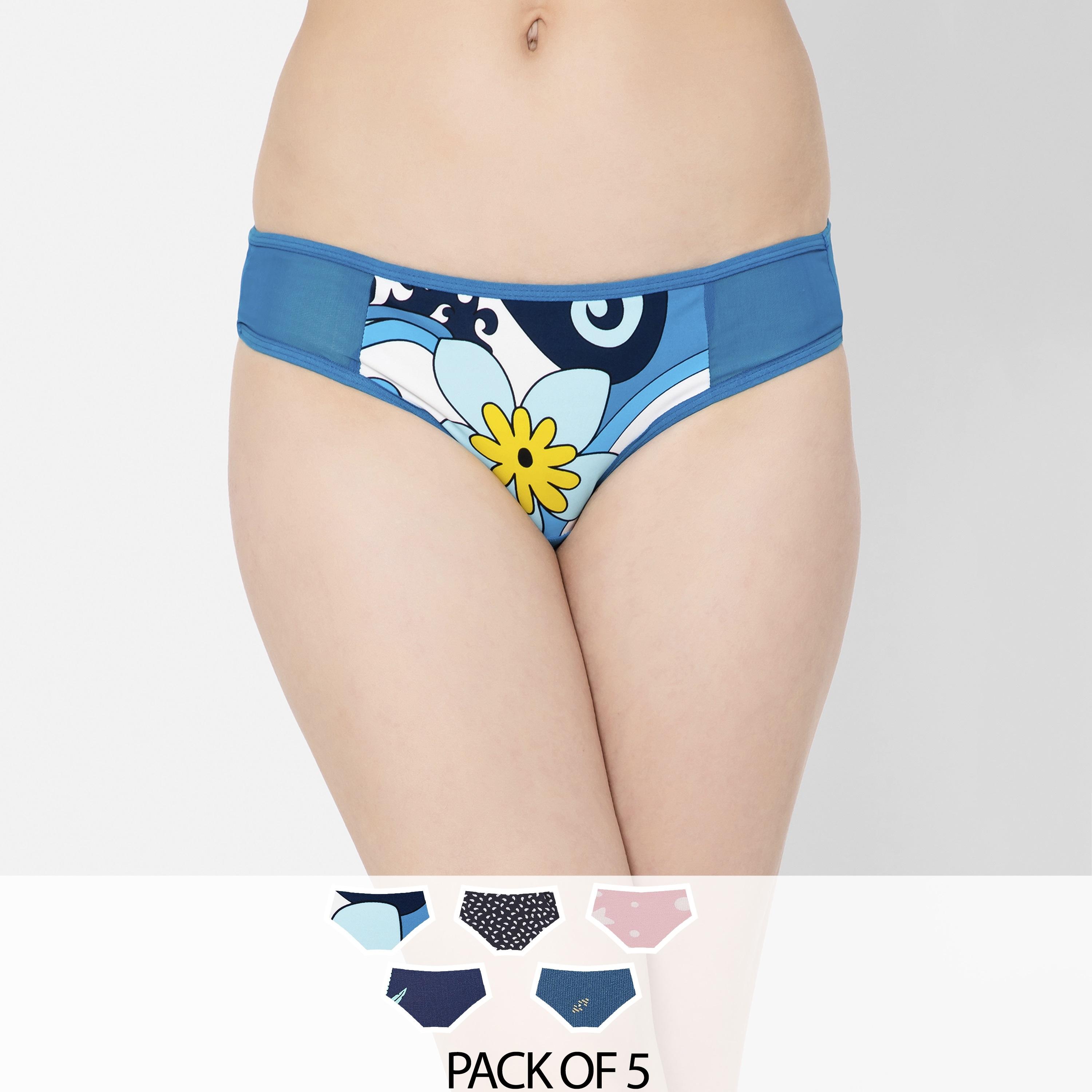 مجموعة من 5 قطع بيكيني مطبوعة منخفضة الخصر للنساء من كلوفيا-women-clothing-lingerie-panties-image-1