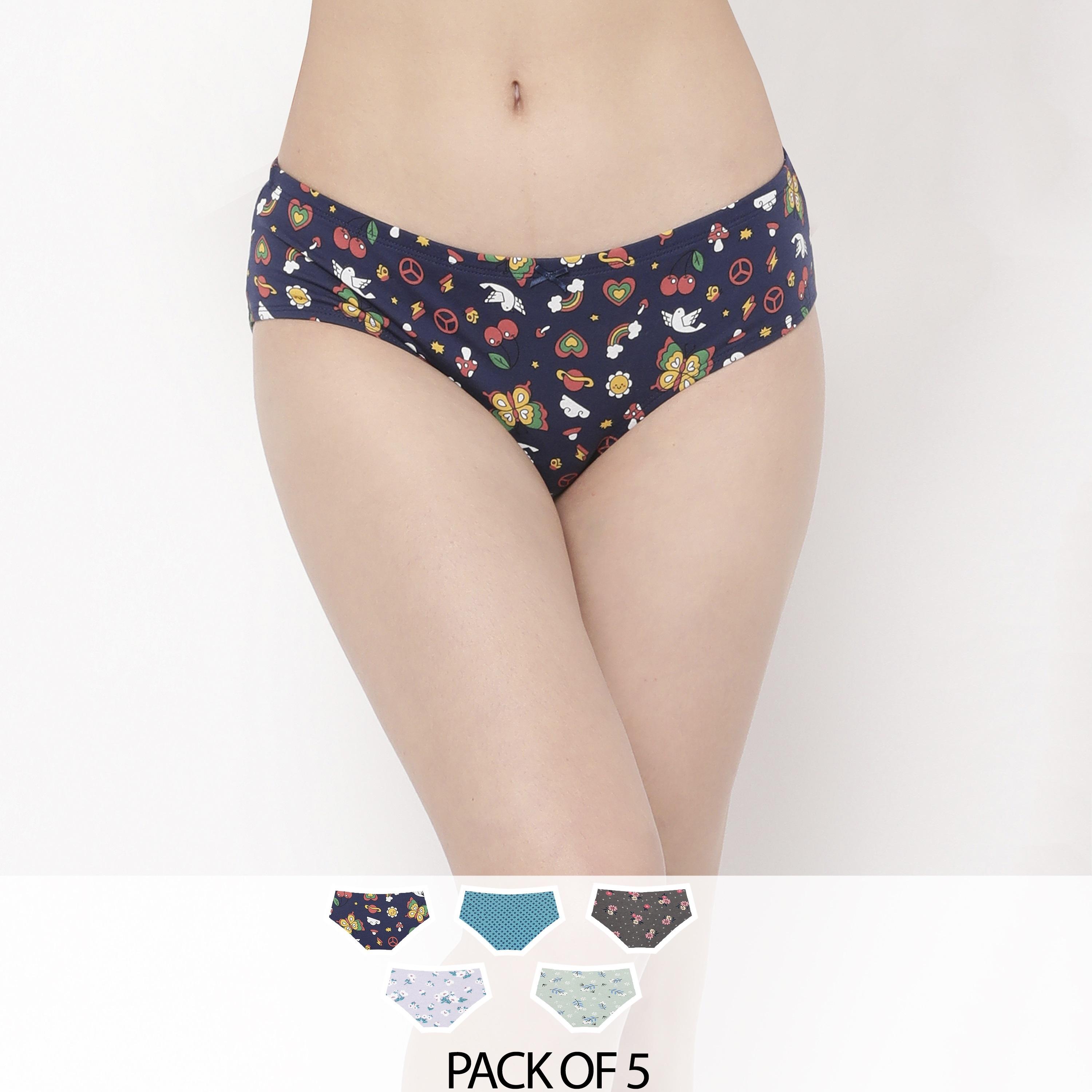 Clovia Pack of 5 Low Waist Printed Bikini Women's Panty-women-clothing-lingerie-panties-image-1