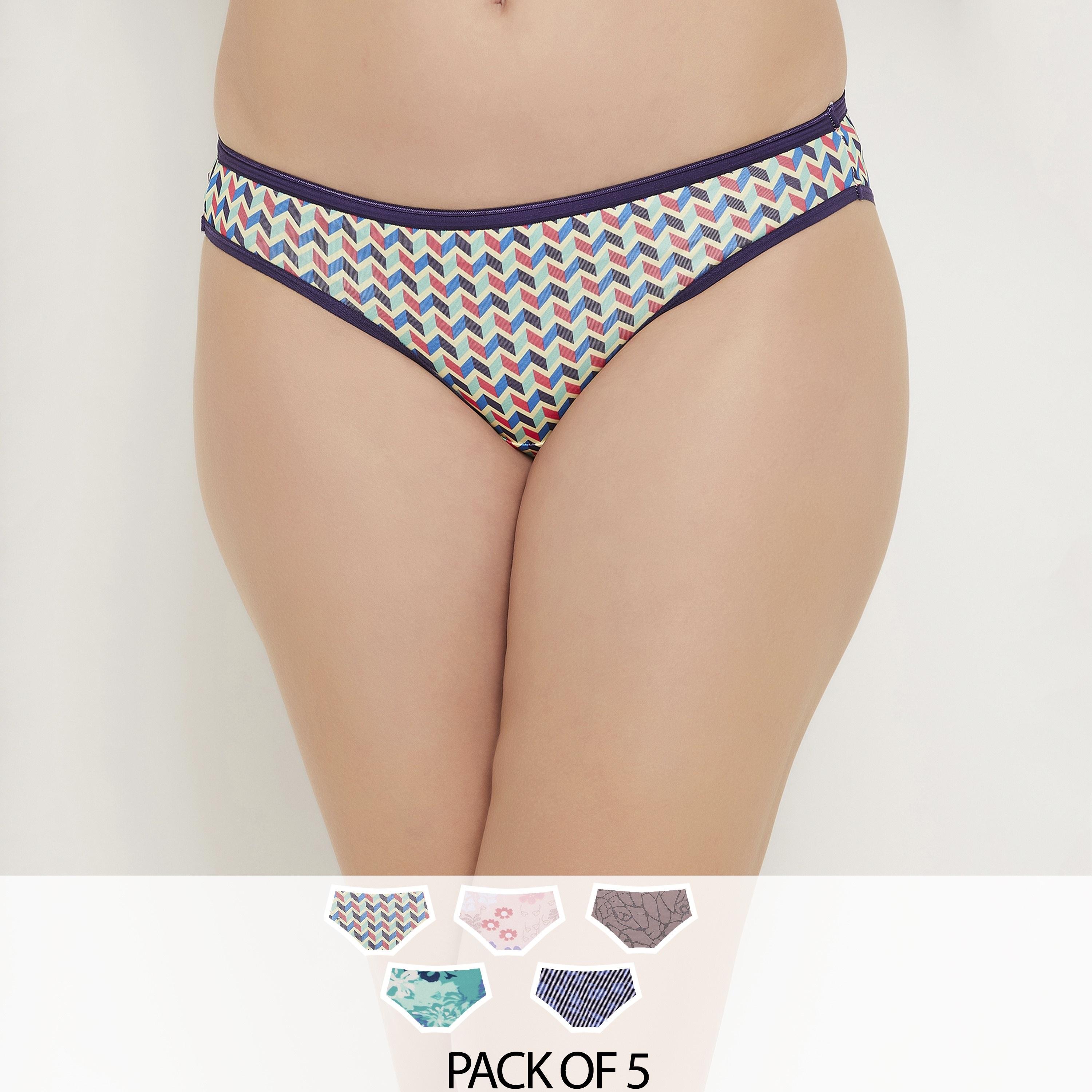 مجموعة من 5 قطع بيكيني مطبوعة منخفضة الخصر للنساء من كلوفيا-women-clothing-lingerie-panties-image-1