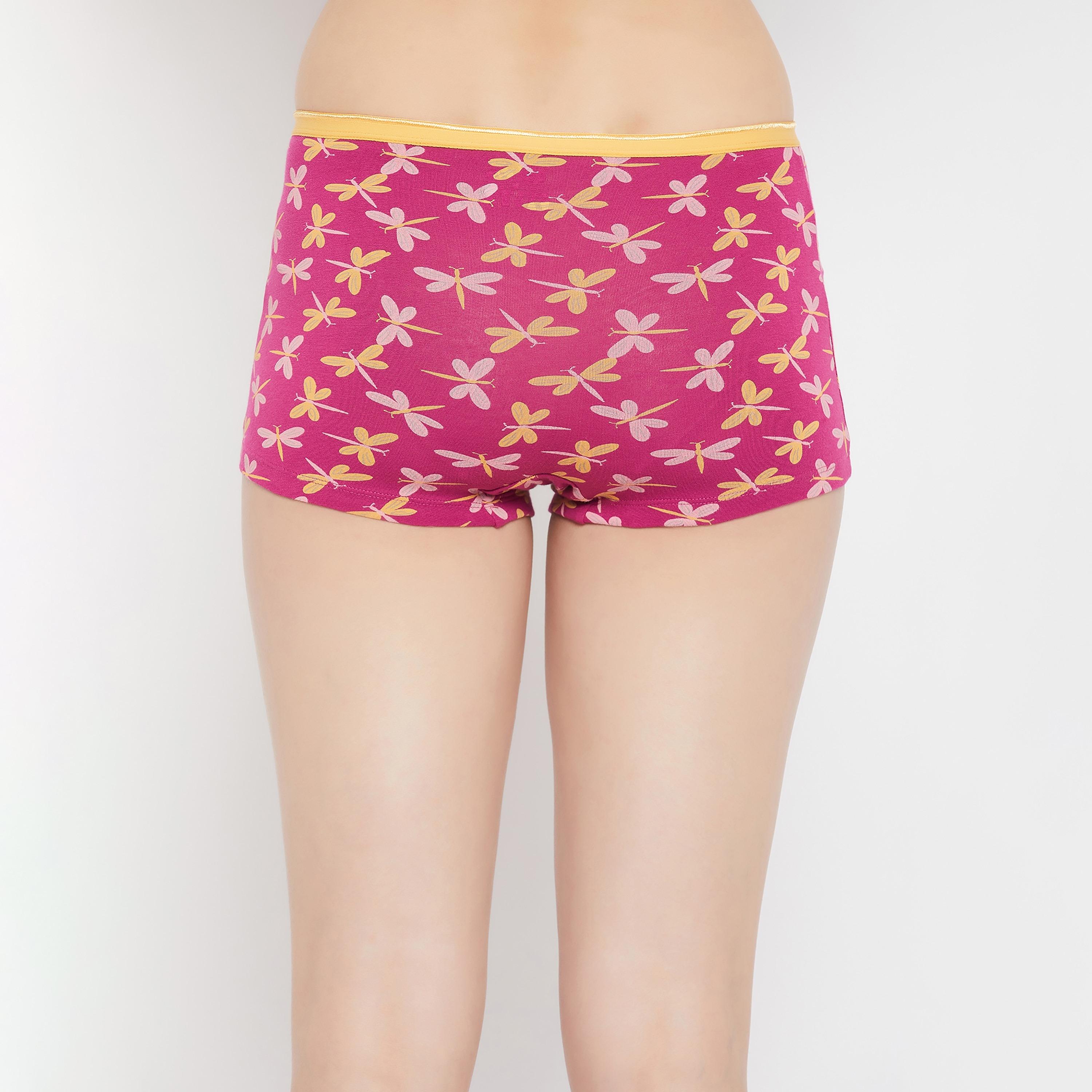 مجموعة من 4 شورتات نسائية مطبوعة بخصر متوسط من كلوفيا - قطن-women-clothing-lingerie-panties-image-10