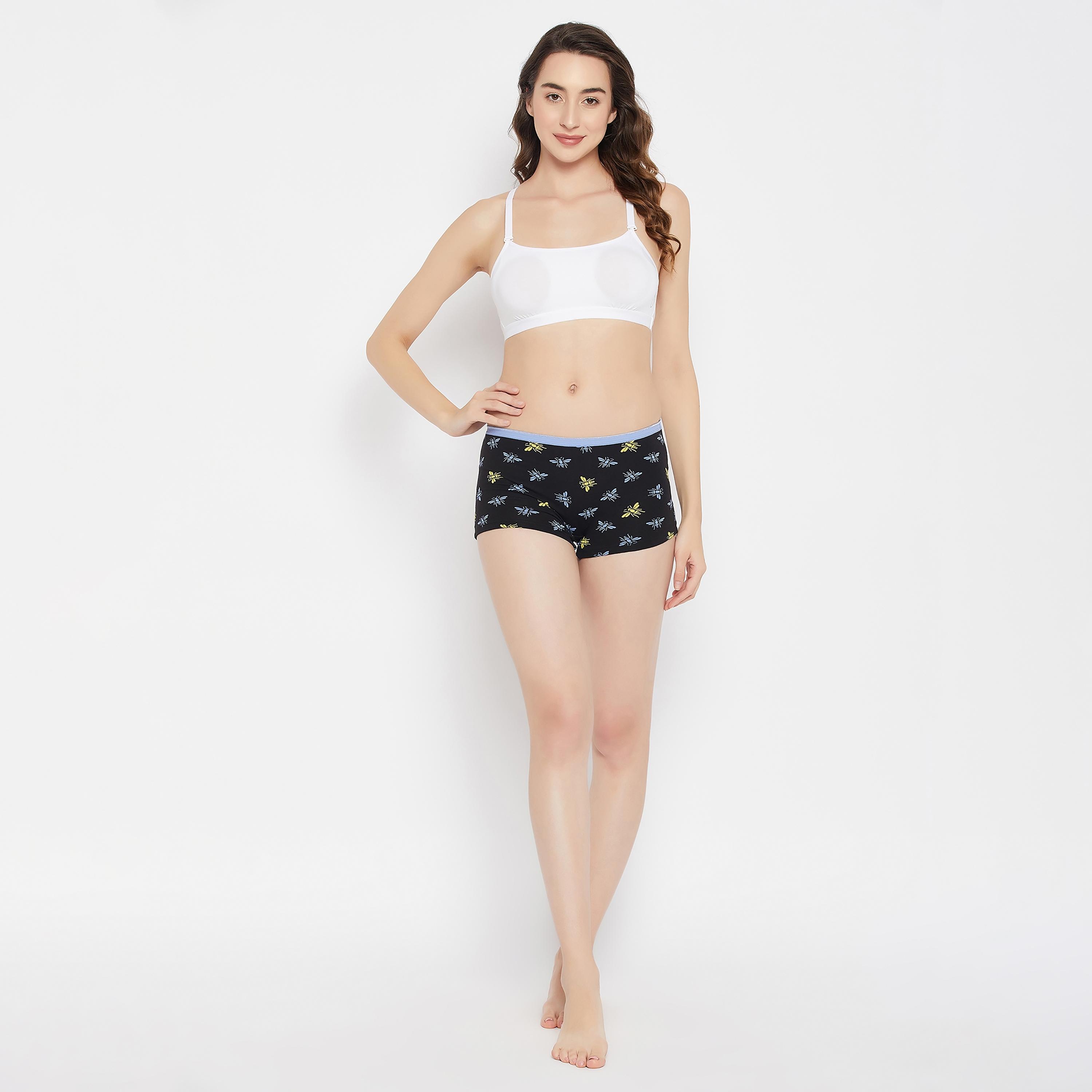 مجموعة من 4 شورتات نسائية مطبوعة بخصر متوسط من كلوفيا - قطن-women-clothing-lingerie-panties-image-14