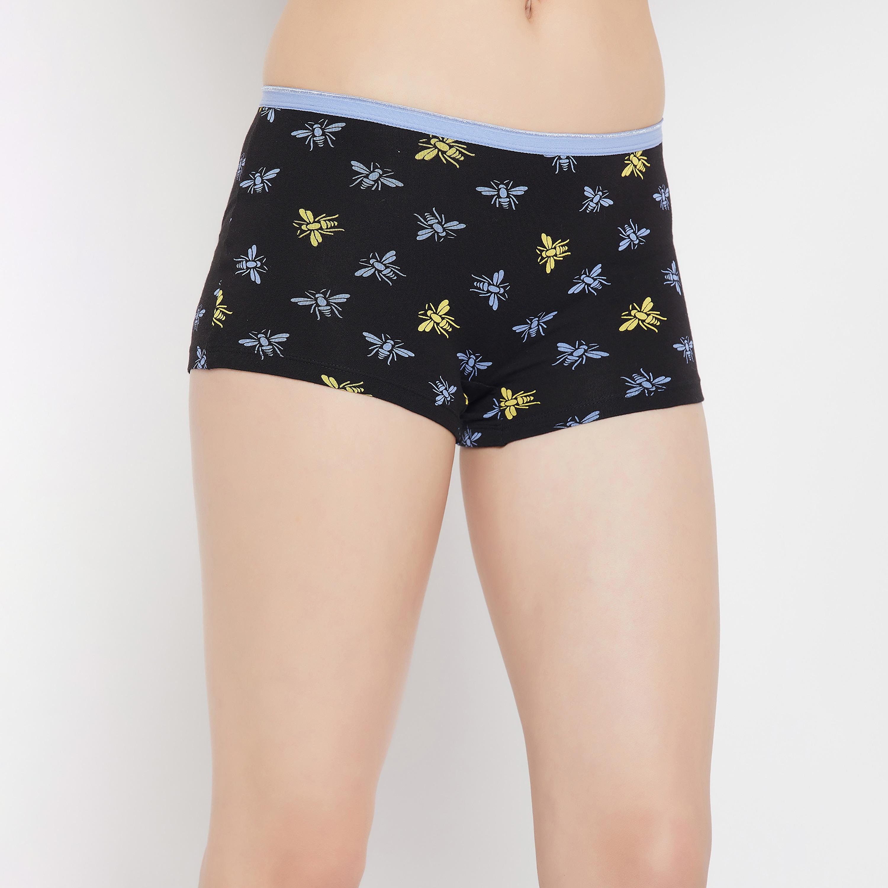 مجموعة من 4 شورتات نسائية مطبوعة بخصر متوسط من كلوفيا - قطن-women-clothing-lingerie-panties-image-16