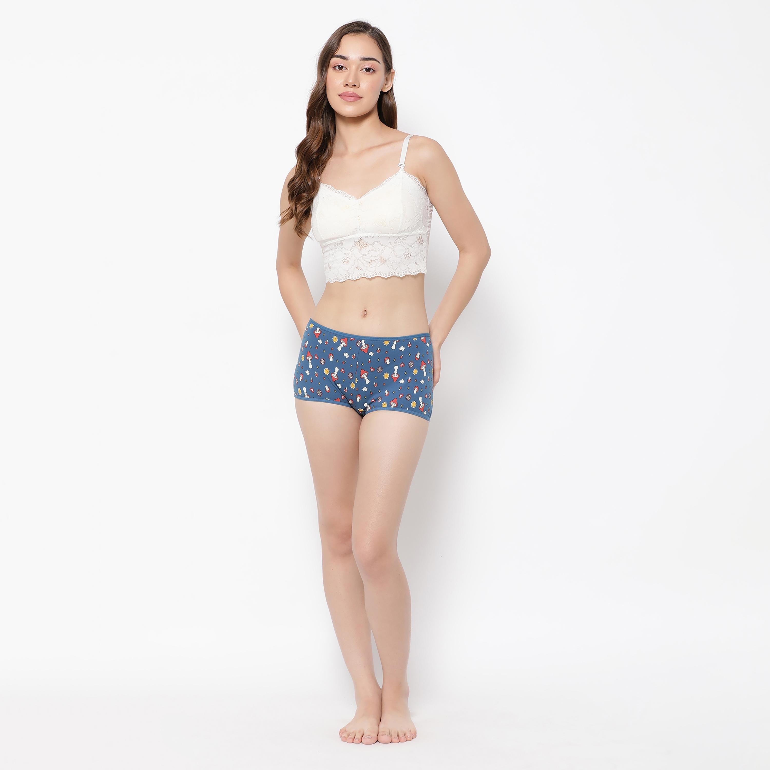 مجموعة من 4 شورتات نسائية مطبوعة بخصر متوسط من كلوفيا - قطن-women-clothing-lingerie-panties-image-25