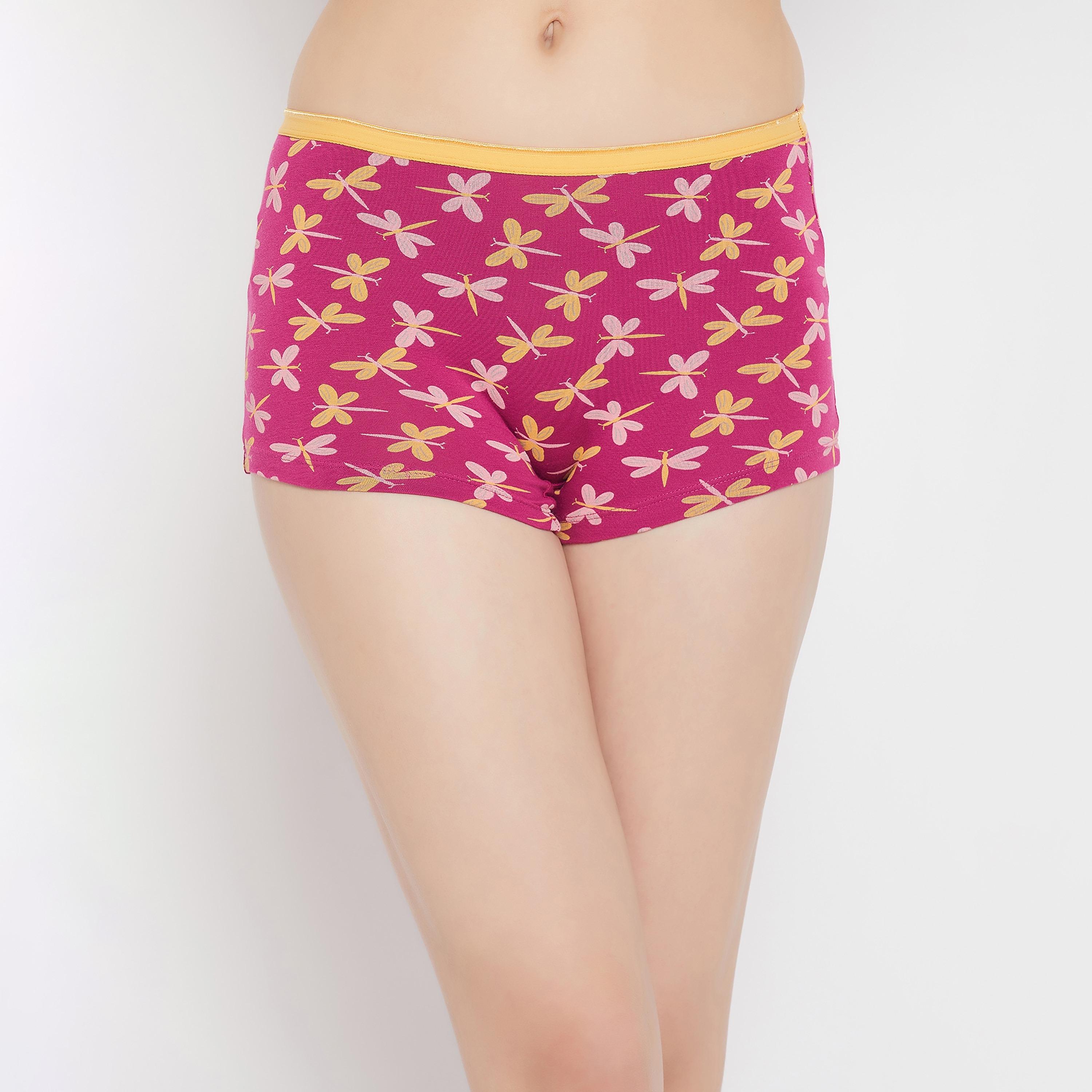 Clovia Pack of 4 Mid Waist Printed Women's Boyshorts - Cotton-women-clothing-lingerie-panties-image-6