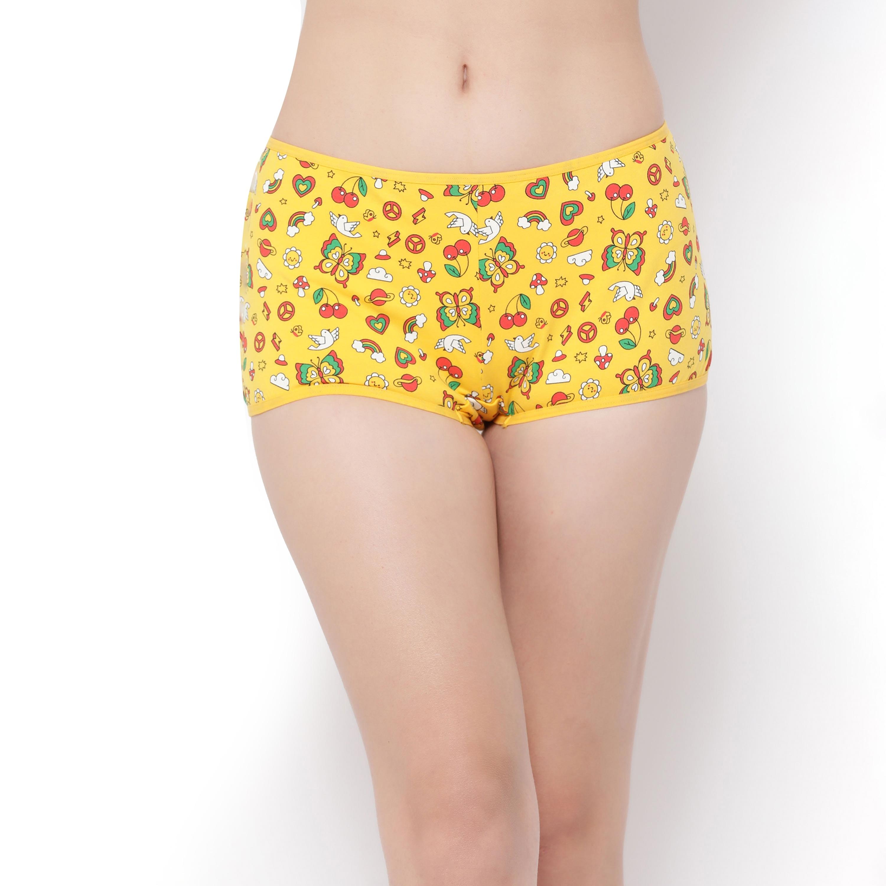 مجموعة من 4 شورتات نسائية مطبوعة بخصر متوسط من كلوفيا - قطن-women-clothing-lingerie-panties-image-11