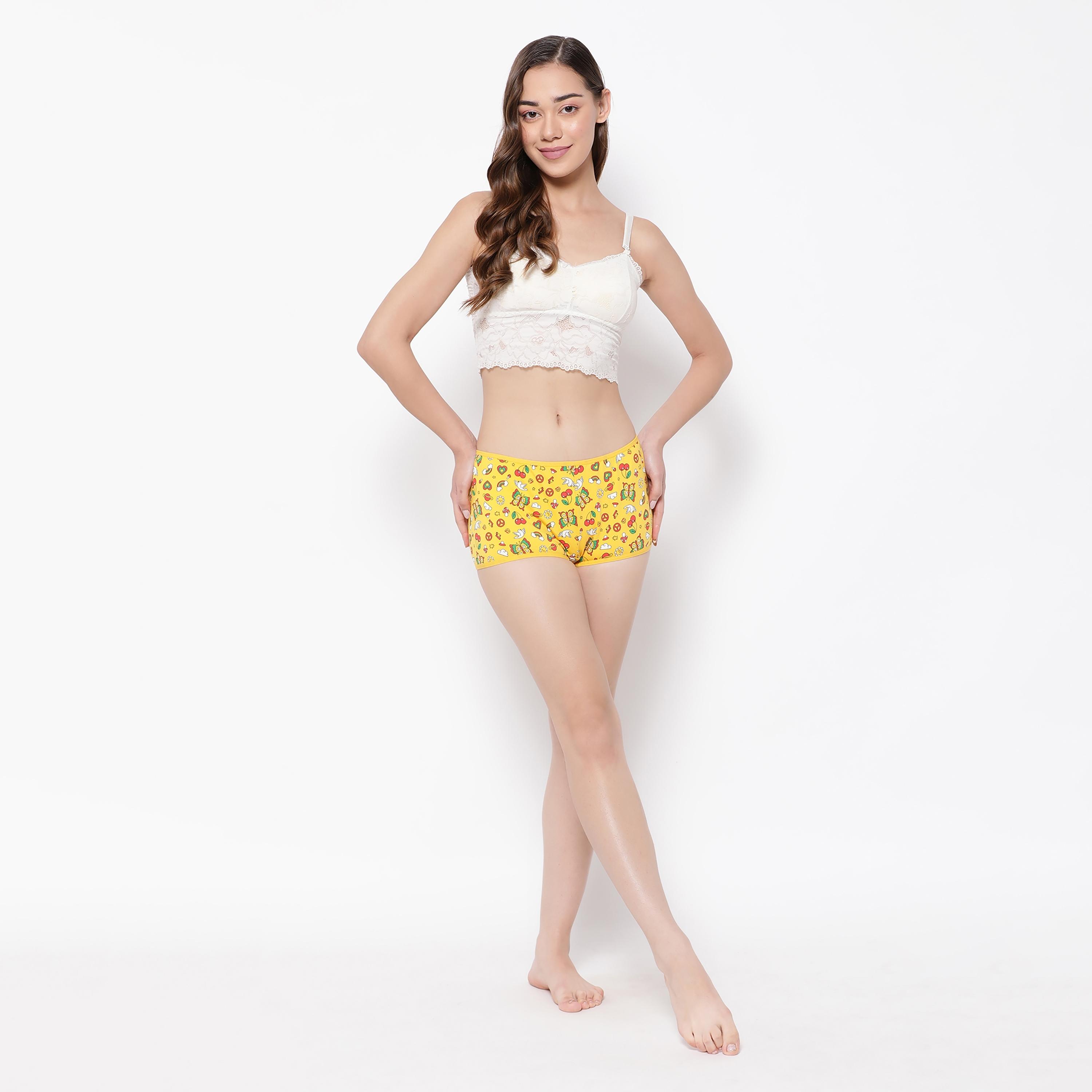 مجموعة من 4 شورتات نسائية مطبوعة بخصر متوسط من كلوفيا - قطن-women-clothing-lingerie-panties-image-13