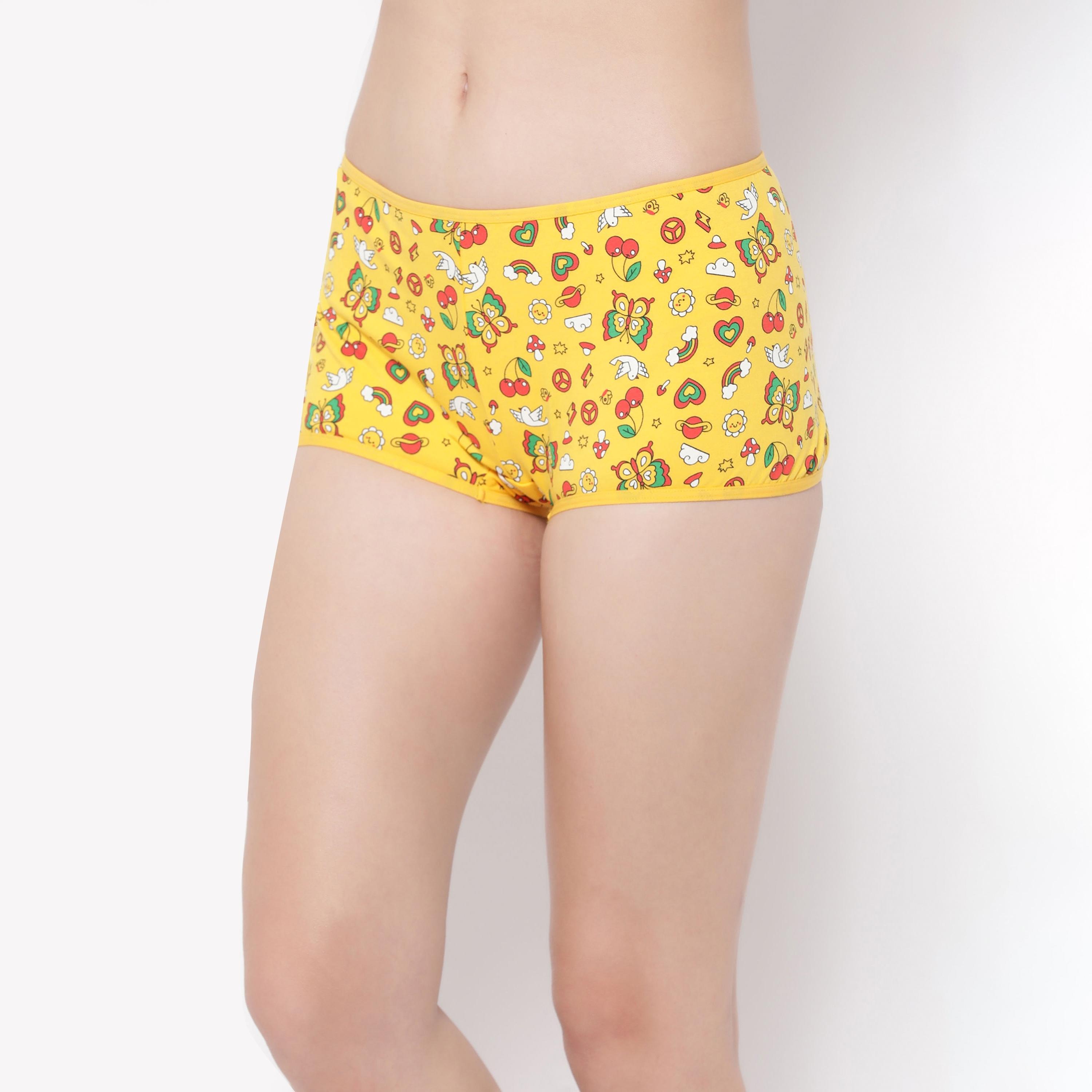 مجموعة من 4 شورتات نسائية مطبوعة بخصر متوسط من كلوفيا - قطن-women-clothing-lingerie-panties-image-14