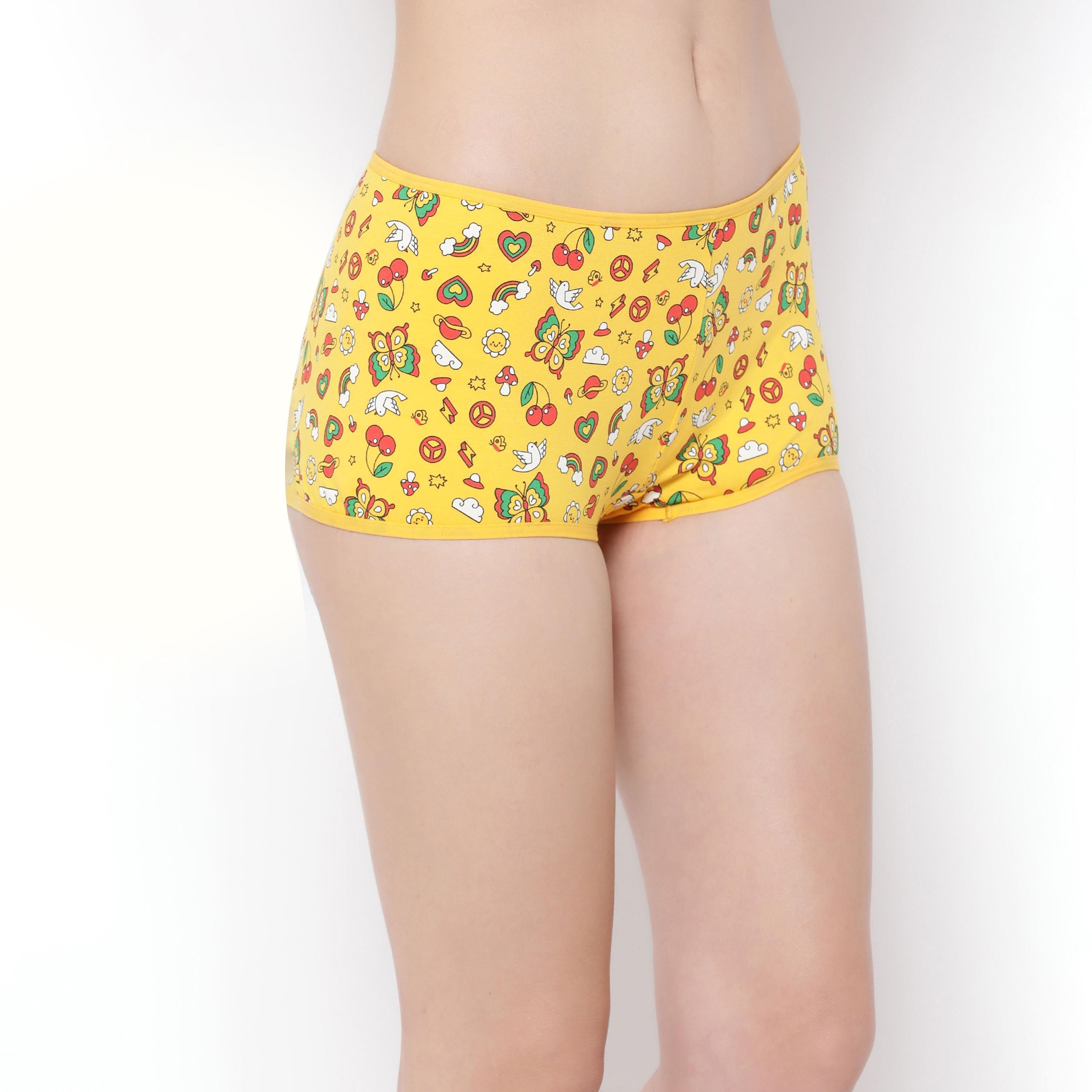 مجموعة من 4 شورتات نسائية مطبوعة بخصر متوسط من كلوفيا - قطن-women-clothing-lingerie-panties-image-15