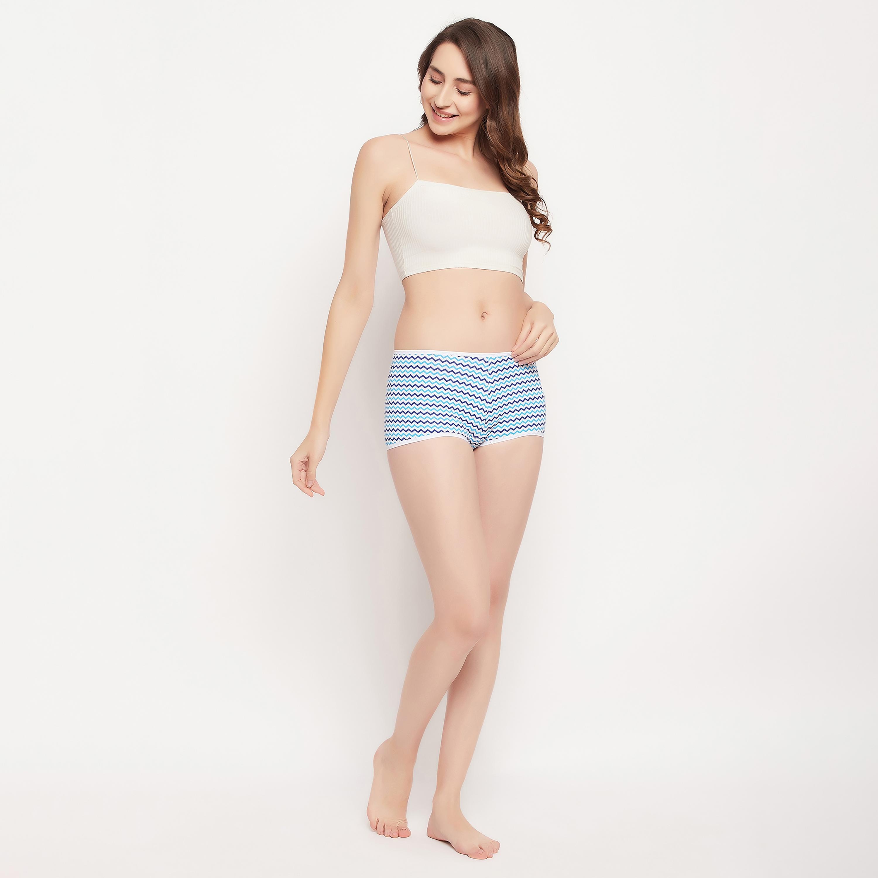 مجموعة من 4 شورتات نسائية مطبوعة بخصر متوسط من كلوفيا - قطن-women-clothing-lingerie-panties-image-18