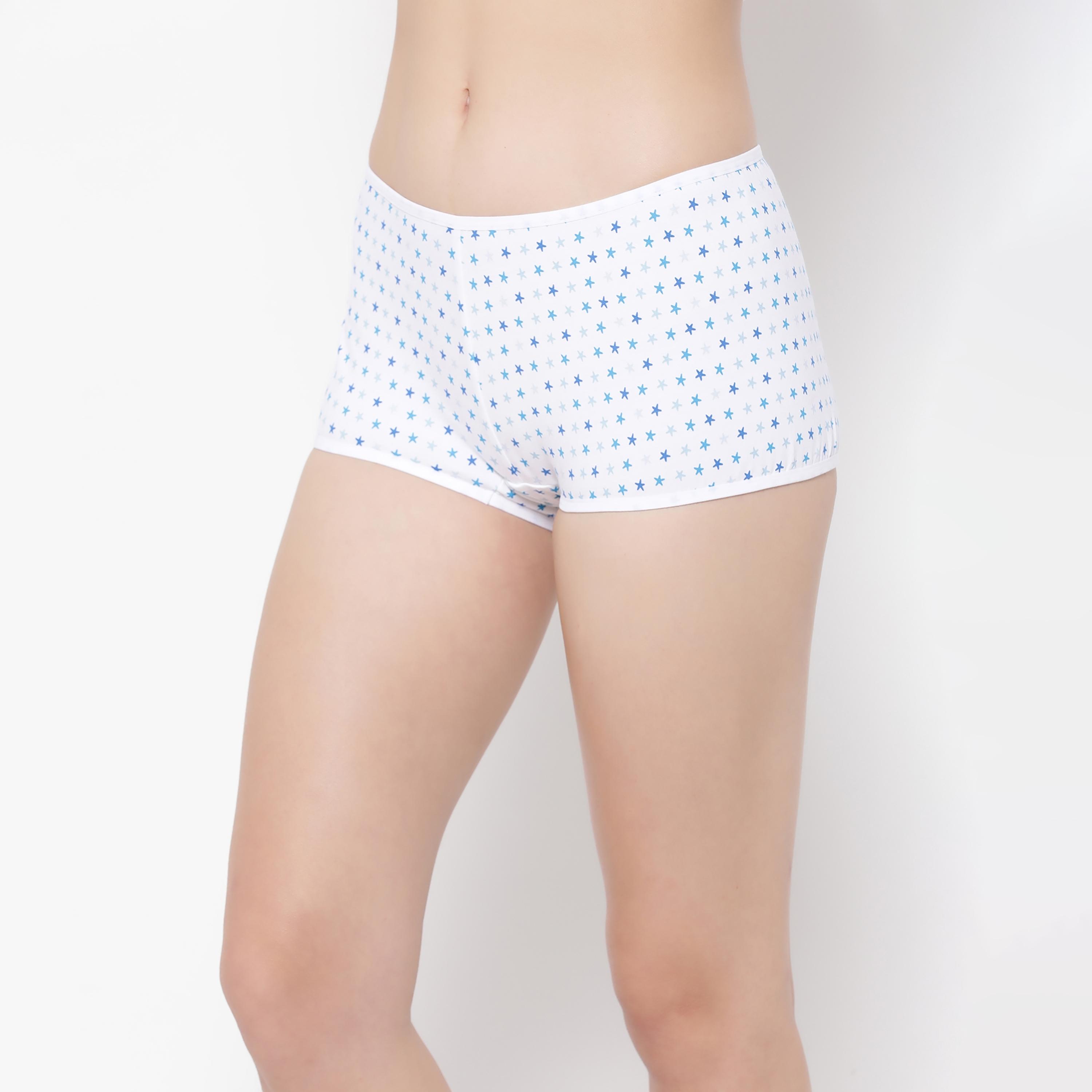 مجموعة من 4 شورتات نسائية مطبوعة بخصر متوسط من كلوفيا - قطن-women-clothing-lingerie-panties-image-2