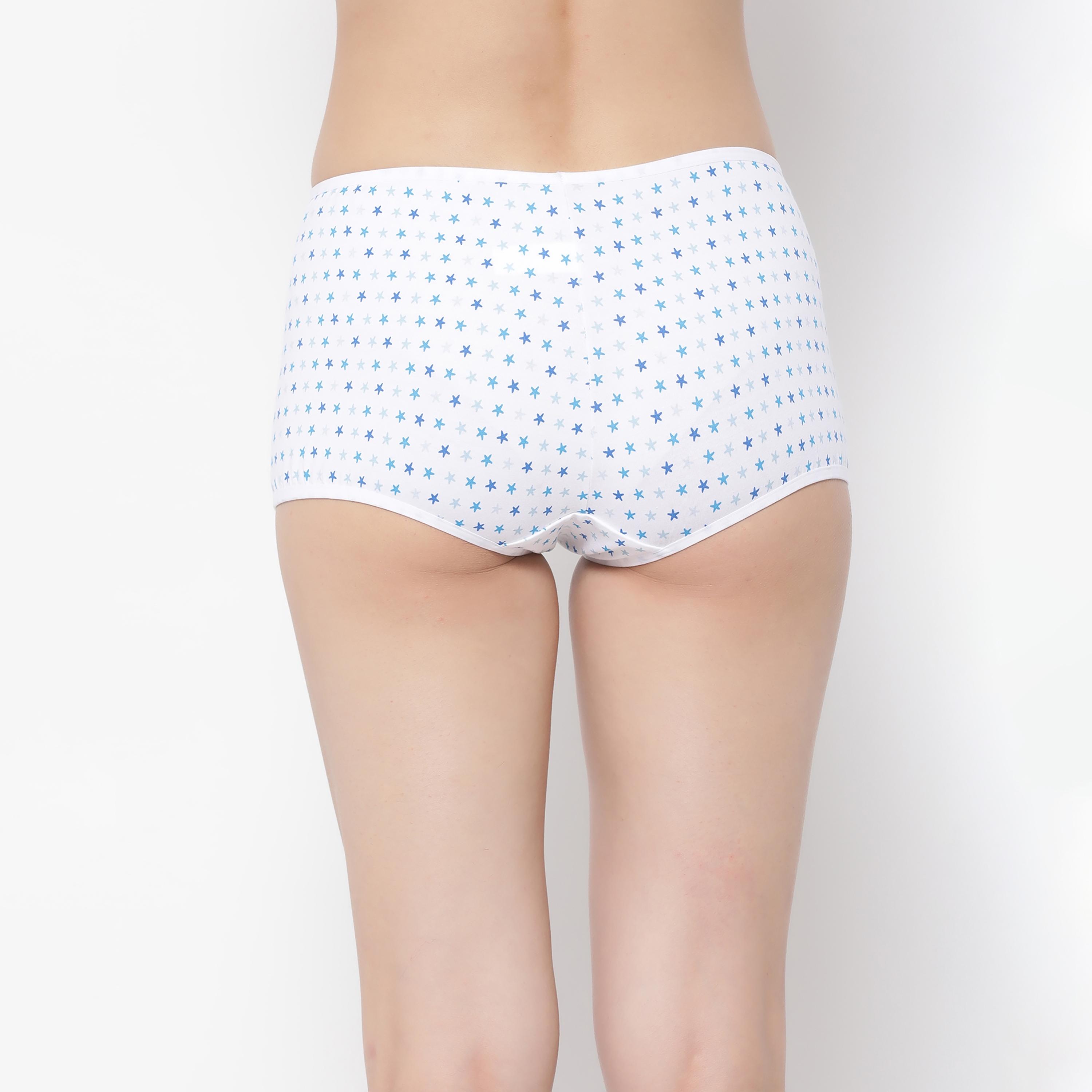 مجموعة من 4 شورتات نسائية مطبوعة بخصر متوسط من كلوفيا - قطن-women-clothing-lingerie-panties-image-4