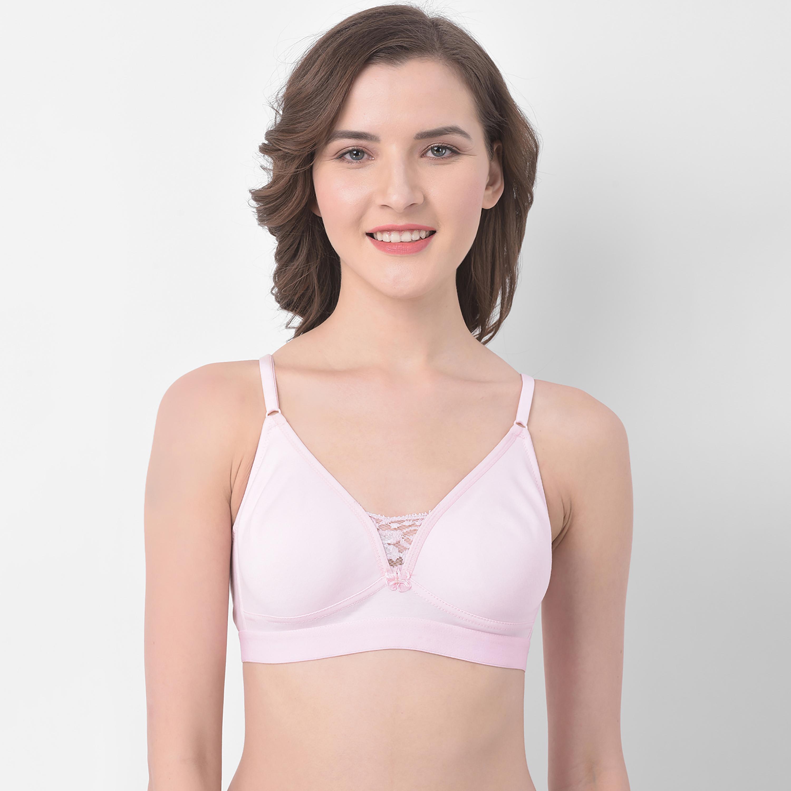 Clovia Pack of 2 Non-Padded Non-Wired Full Coverage Women's T-Shirt Bra in Light Pink & Nude-Cotton-women-clothing-lingerie-bras-image-3