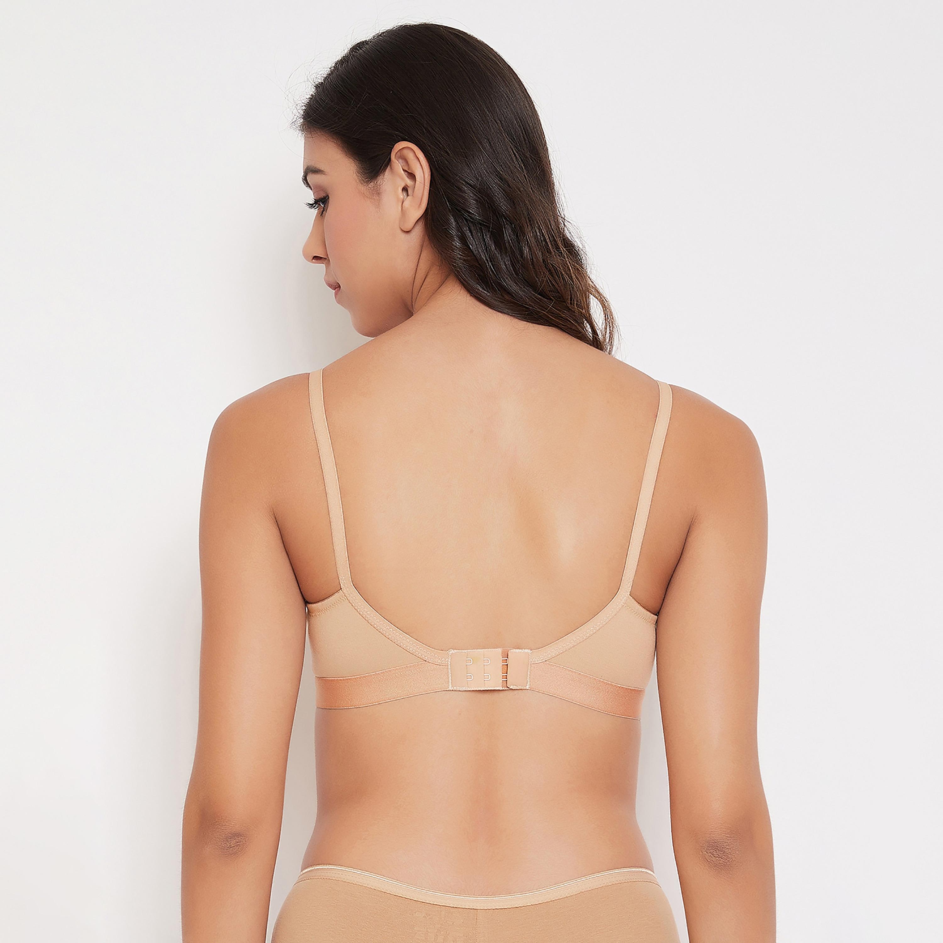 Clovia Pack of 2 Non-Padded Non-Wired Full Coverage Women's T-Shirt Bra in Light Pink & Nude-Cotton-women-clothing-lingerie-bras-image-5