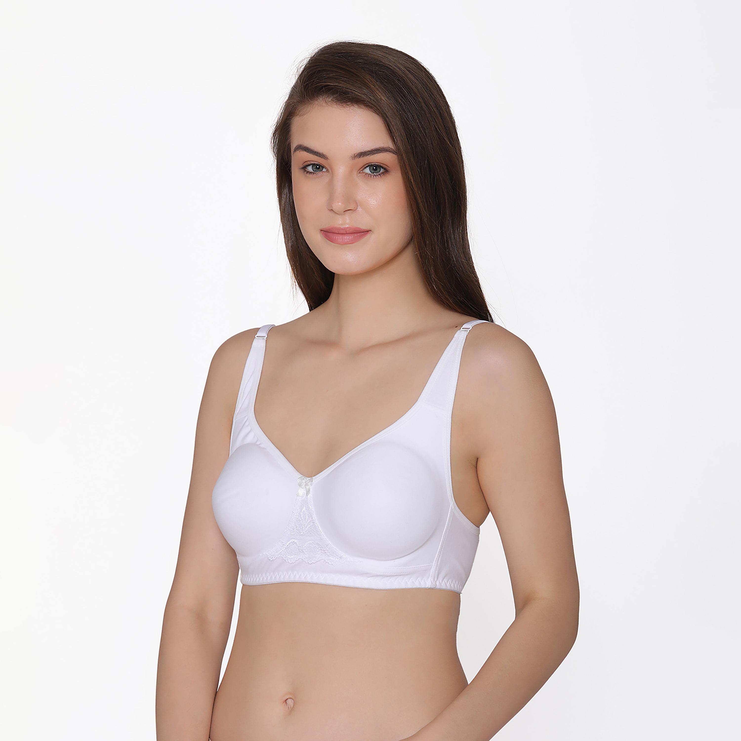 Clovia Pack of 2 Non-Padded Non-Wired Full Coverage Women's T-Shirt Bra in White & Cream - Cotton-women-clothing-lingerie-bras-image-4