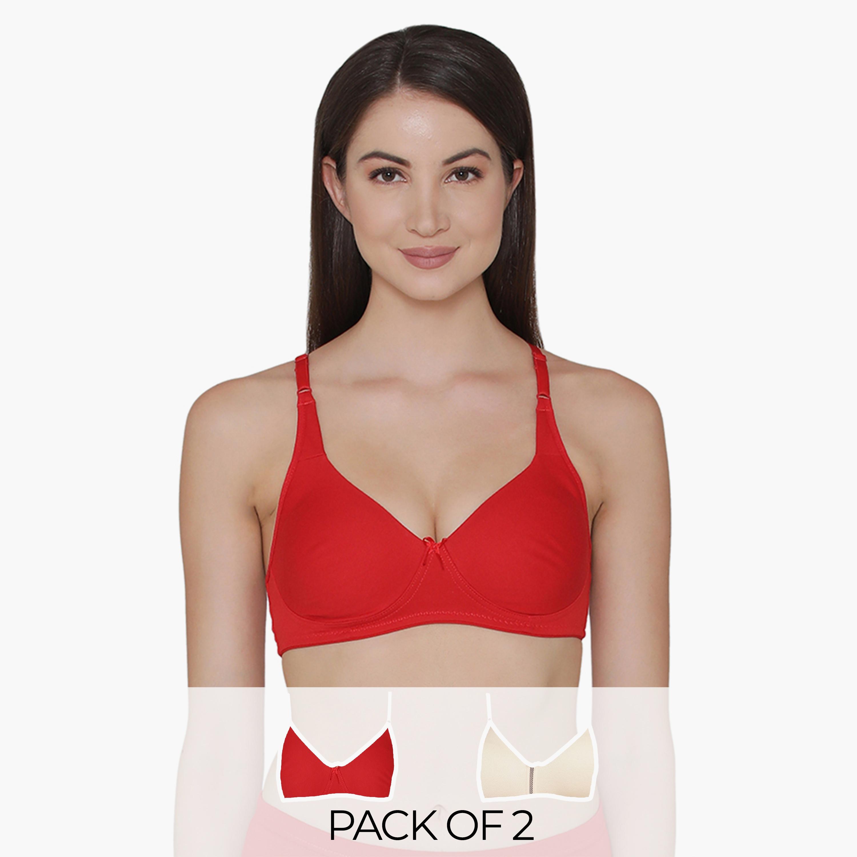 مجموعة من 2 حمالة صدر ويرفري ذات صلبة قطنية غير مبطنة ذات تغطية كاملة من كلوفيا-women-clothing-lingerie-bras-image-1
