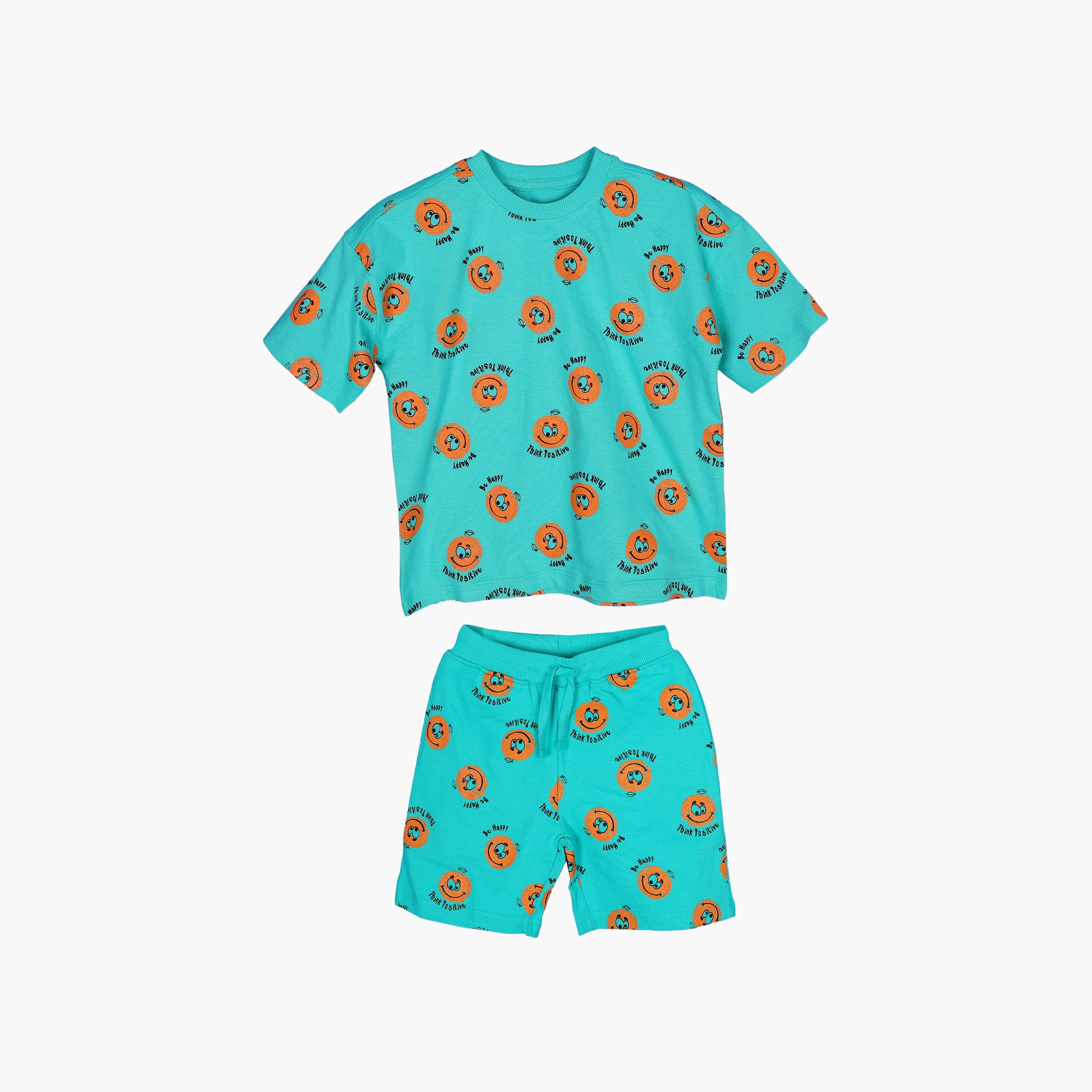 AIKO 2-Piece Printed Short Sleeves T-Shirt with Shorts Set-boys-clothing-nightwear-image-1