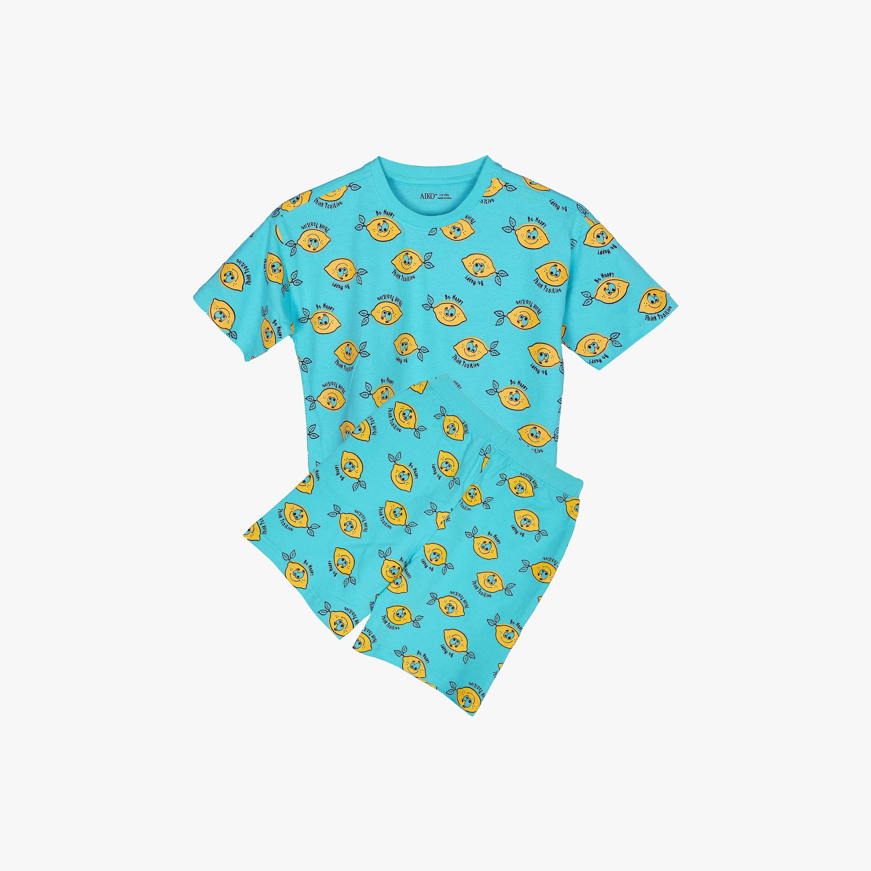 AIKO 2-Piece Printed Short Sleeves T-Shirt with Shorts Set-boys-clothing-nightwear-image-1