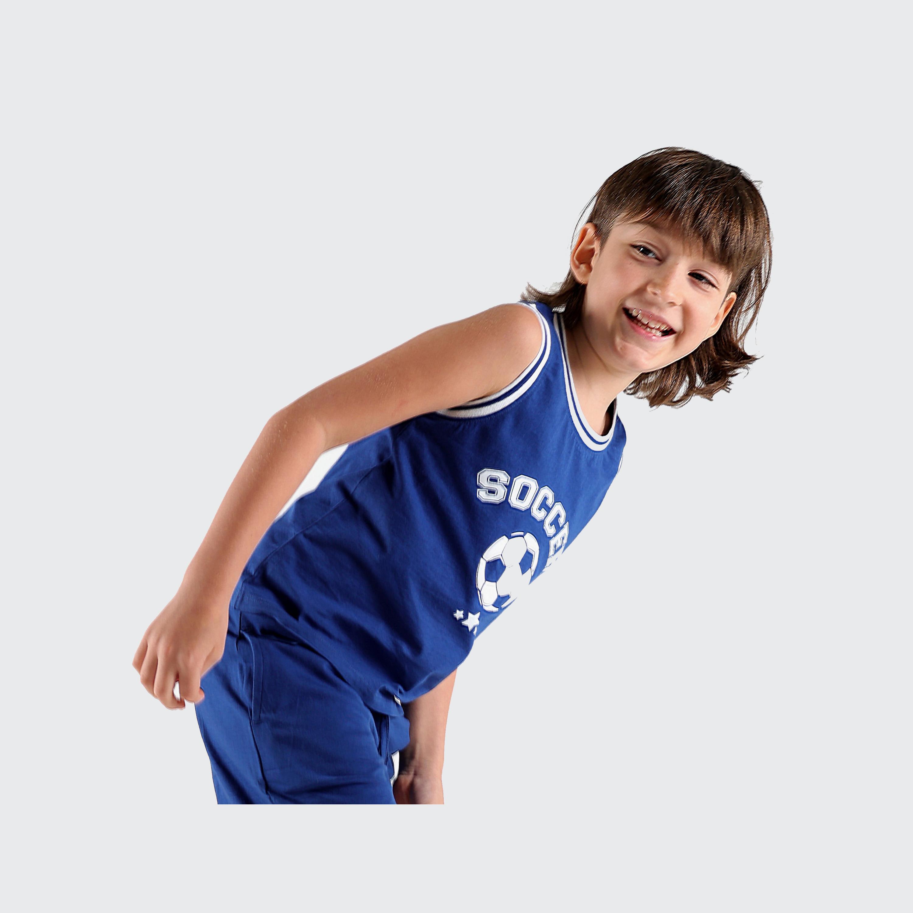 طقم تي شيرت بدون أكمام بطبعة سبورتس قطعتين مع شورت من أيكو-boys-clothing-setsandcoords-image-1