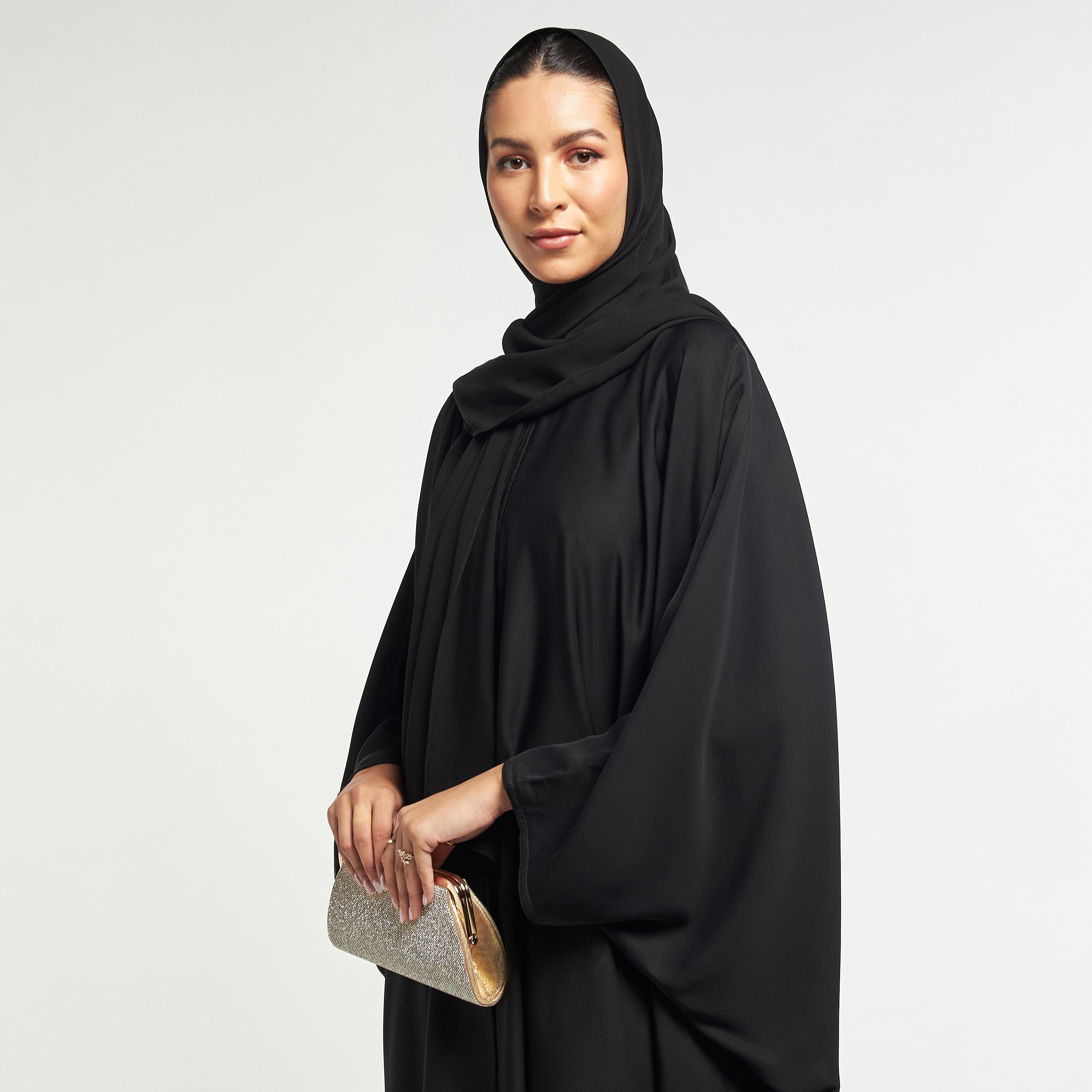 Hadiyath Al Madinah Solid Butterfly Style Abaya with Hijab-women-arabicclothing-abayas-image-2