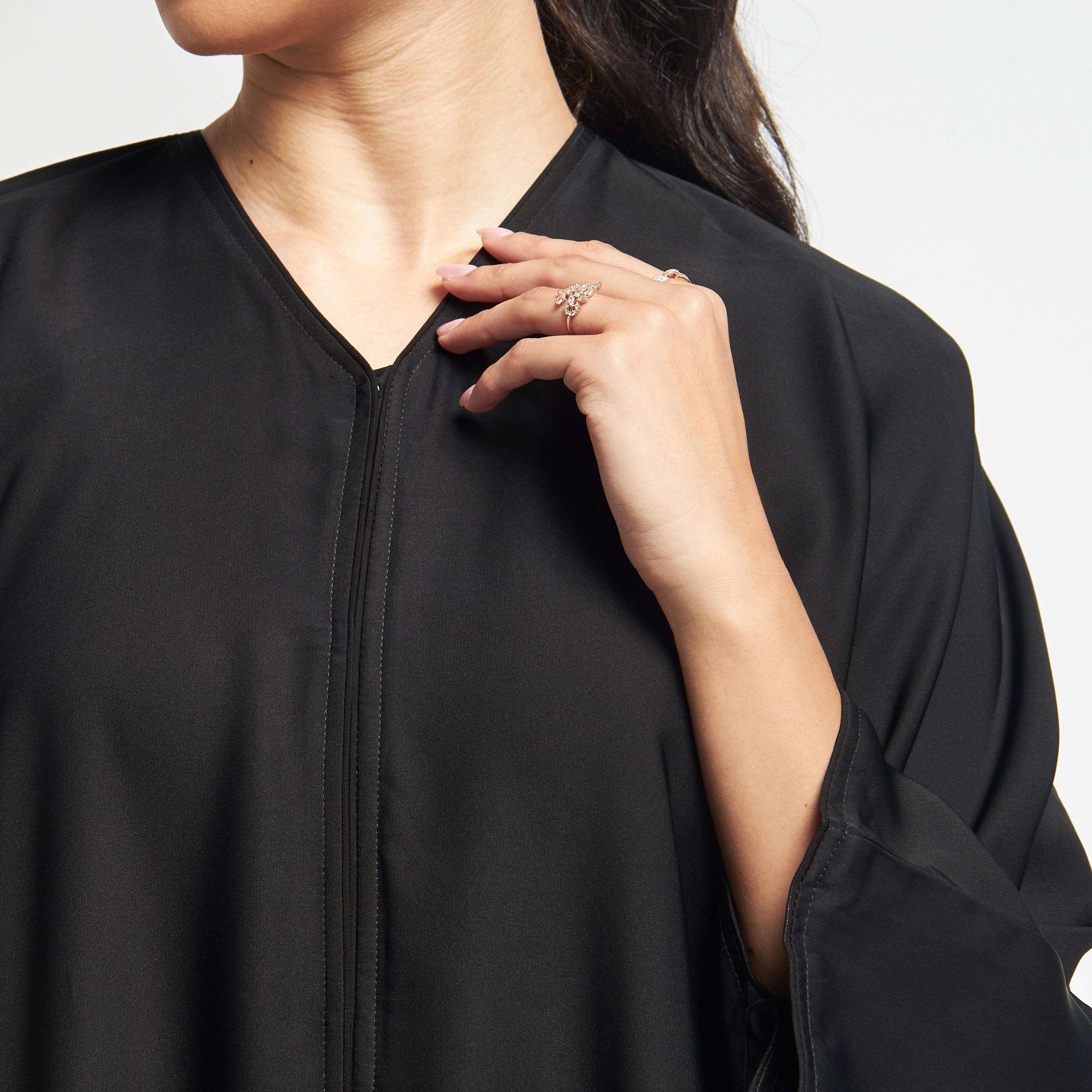 Hadiyath Al Madinah Solid Butterfly Style Abaya with Hijab-women-arabicclothing-abayas-image-3