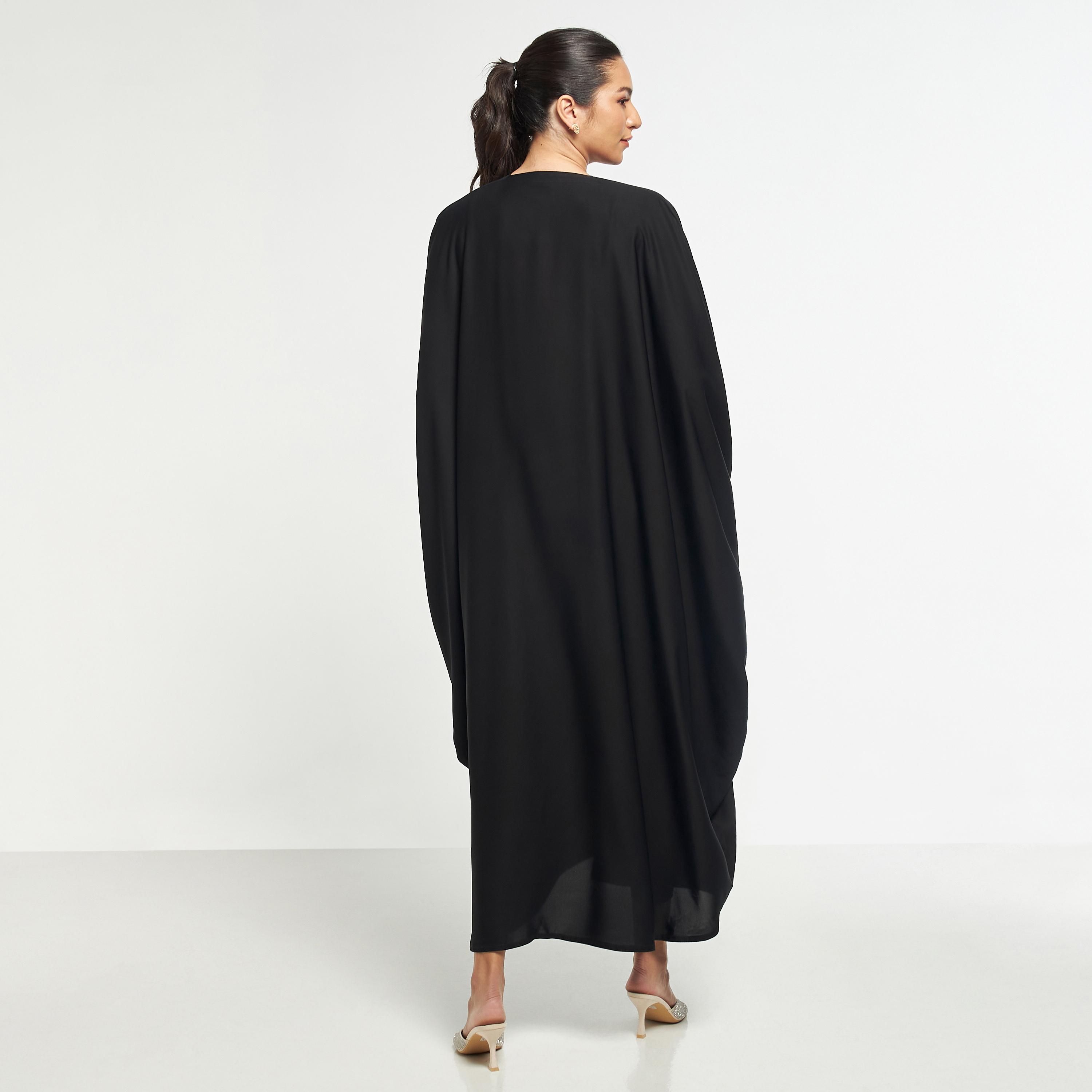 Hadiyath Al Madinah Solid Butterfly Style Abaya with Hijab-women-arabicclothing-abayas-image-5