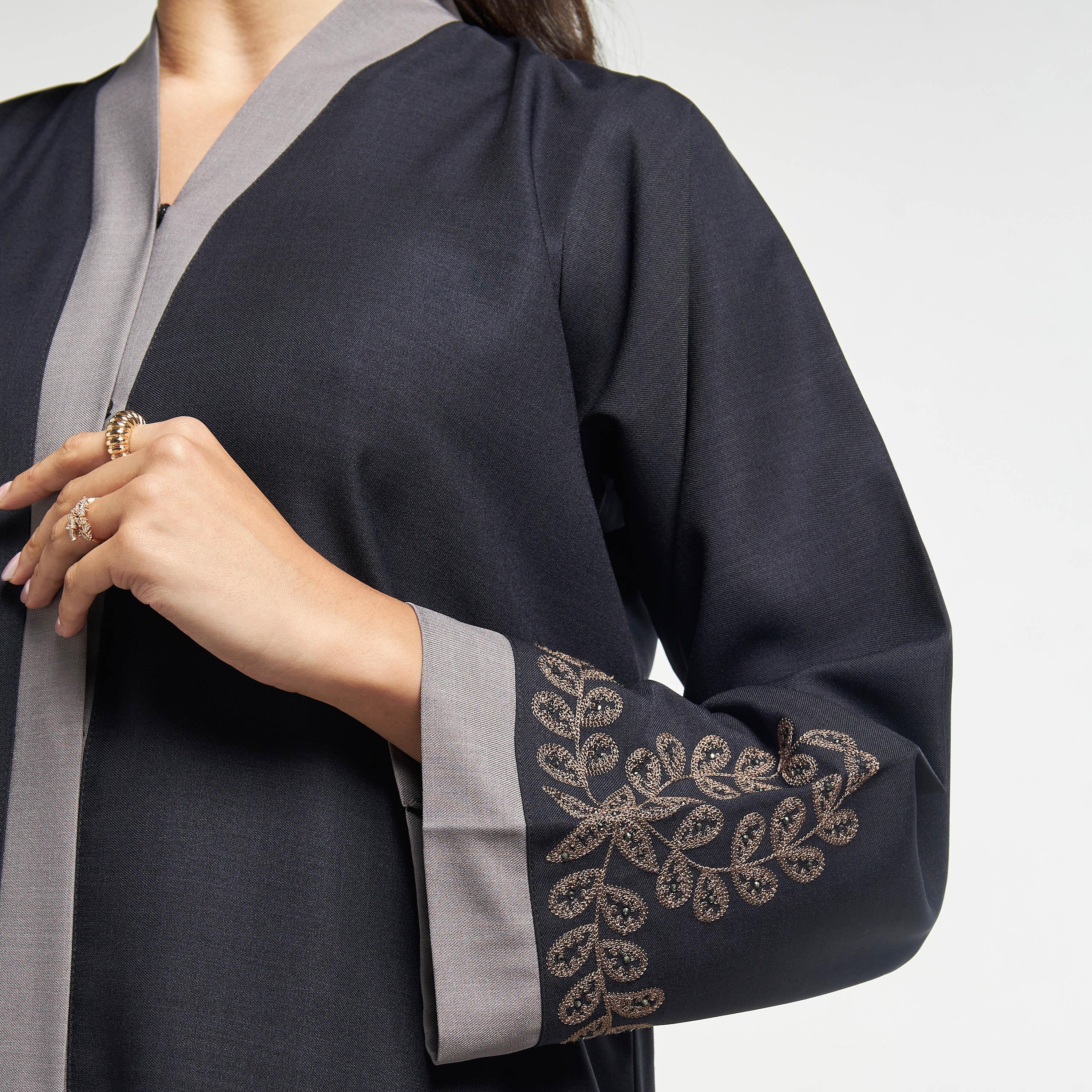 Hadiyath Al Madinah Embroidered Abaya with Hijab-women-arabicclothing-abayas-image-3
