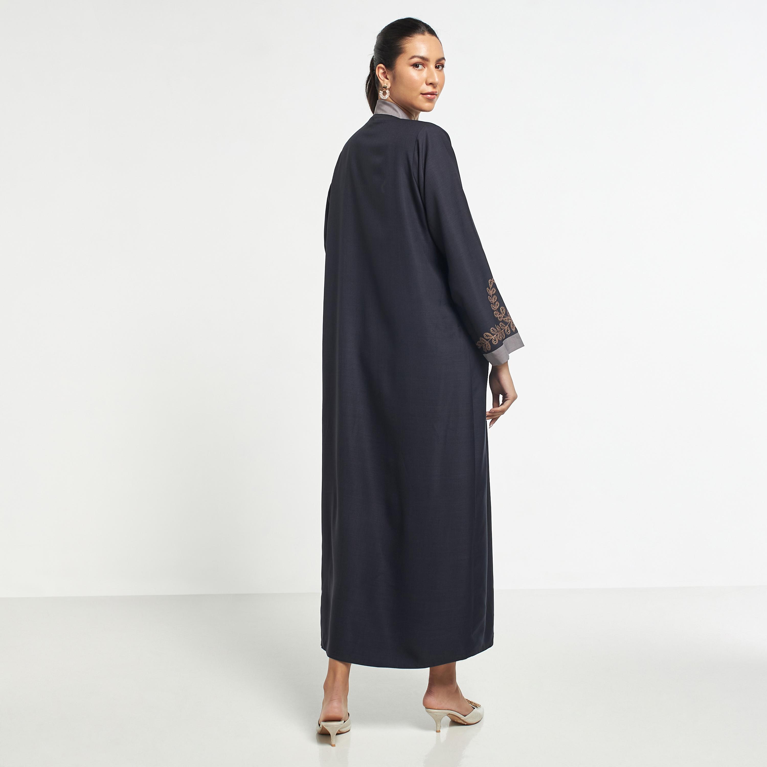 Hadiyath Al Madinah Embroidered Abaya with Hijab-women-arabicclothing-abayas-image-5