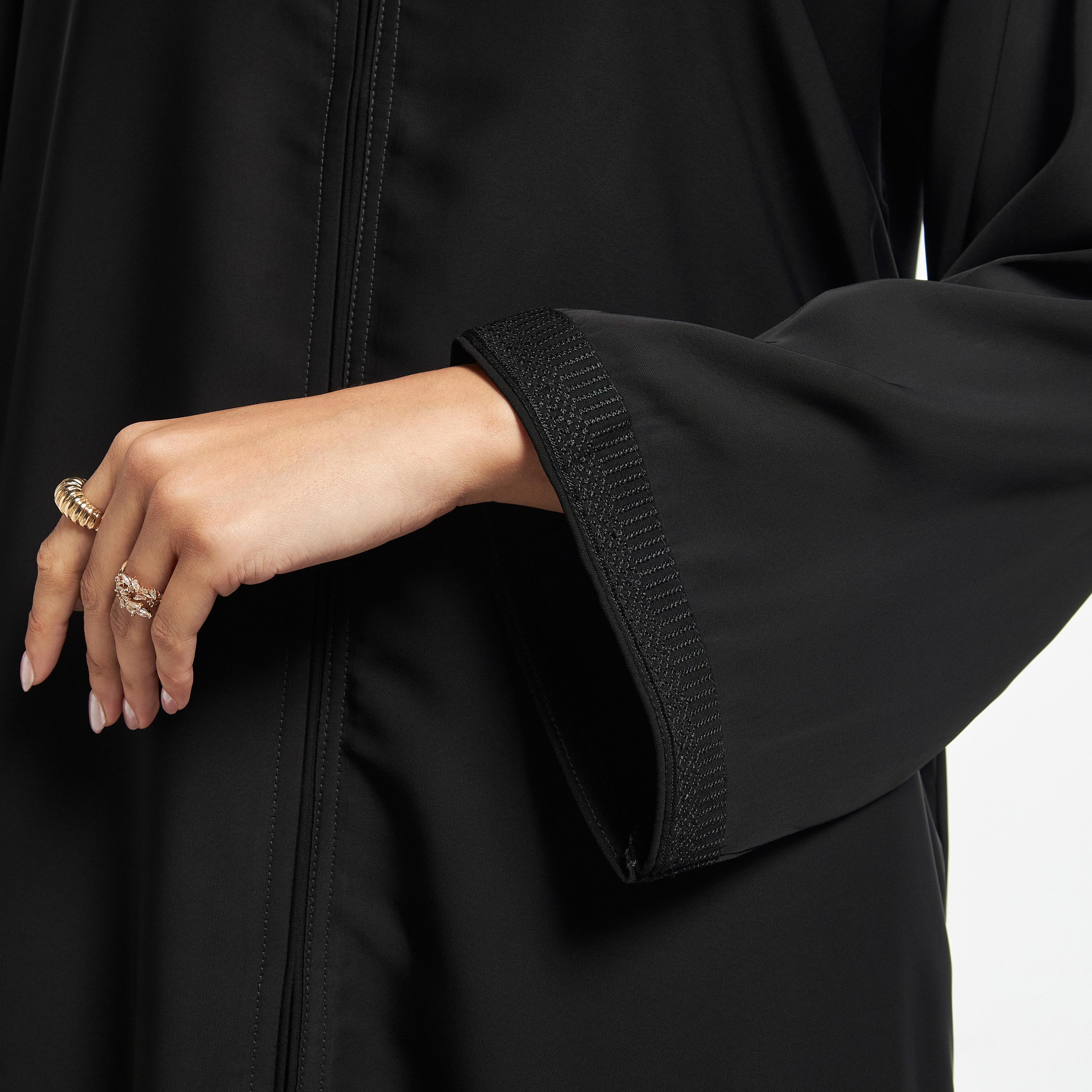 Hadiyath Al Madinah Embellished V-neck Abaya with Hijab-women-arabicclothing-abayas-image-3